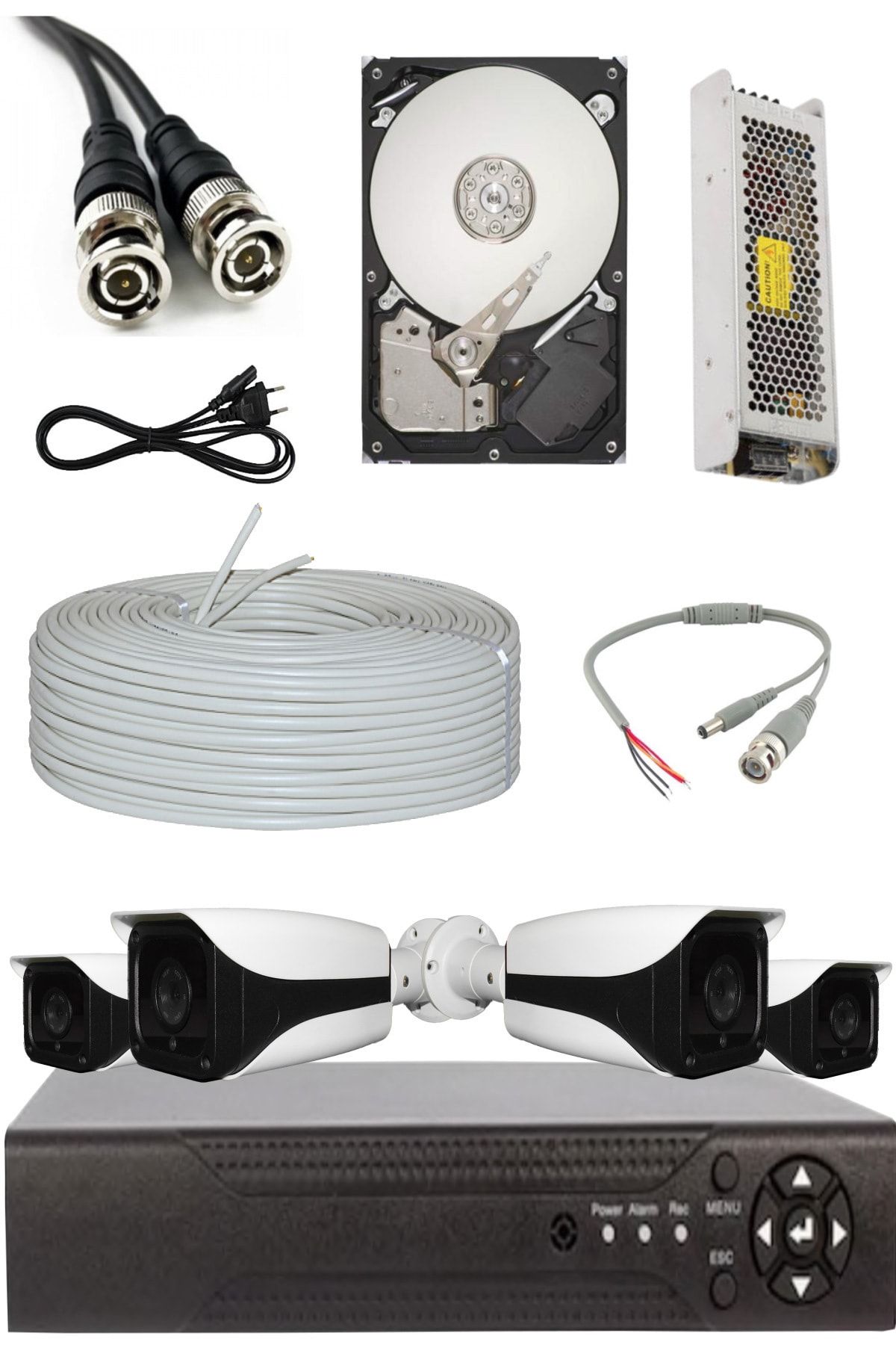 ELİTCAM Metal Dahua Kasa Ahd Süper 4 Kameralı Set 1080p Full Hd