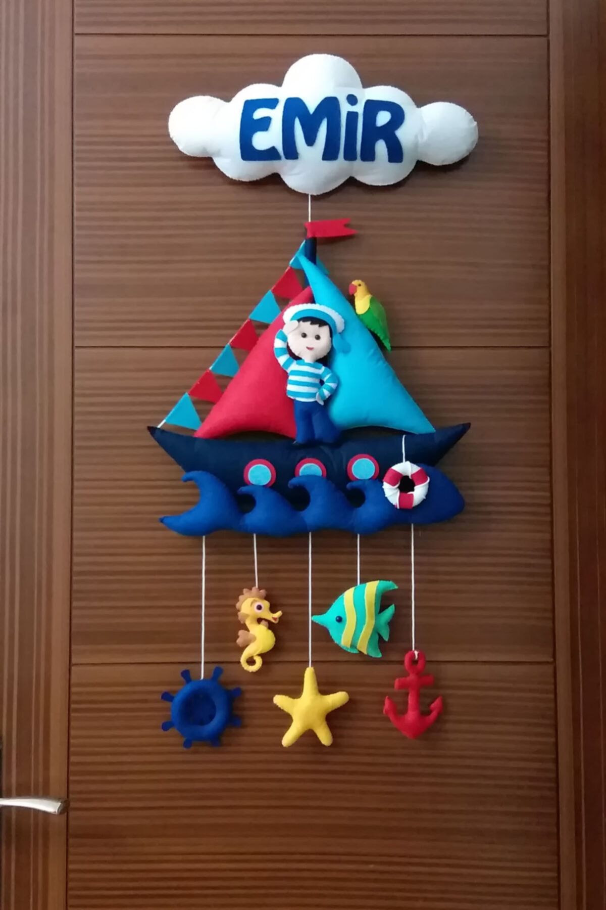 Renkli Hayallerim Emir Isimli Denizci Bebek Odası Kapı Süsü