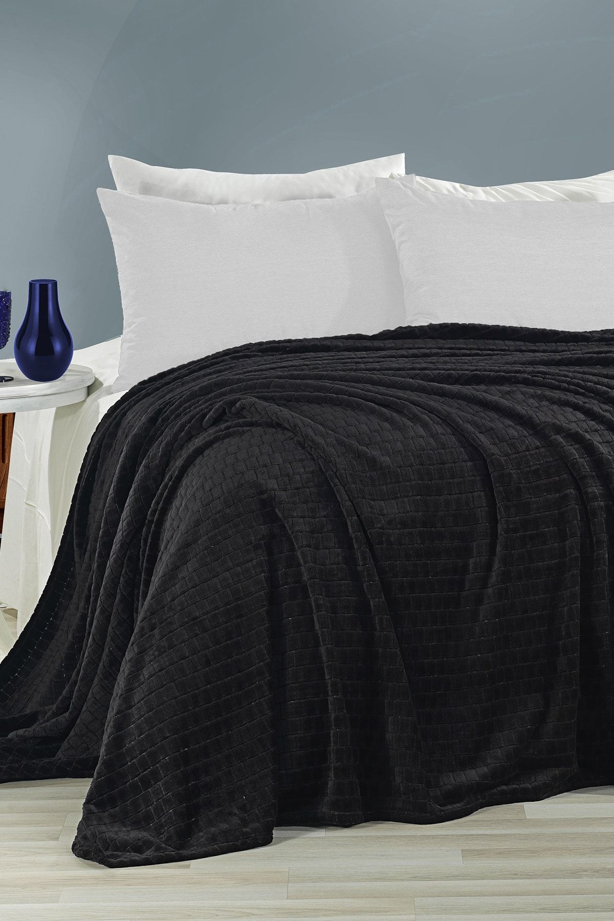 Evlen Home Melinda Supersoft Çift Kişilik Battaniye Siyah