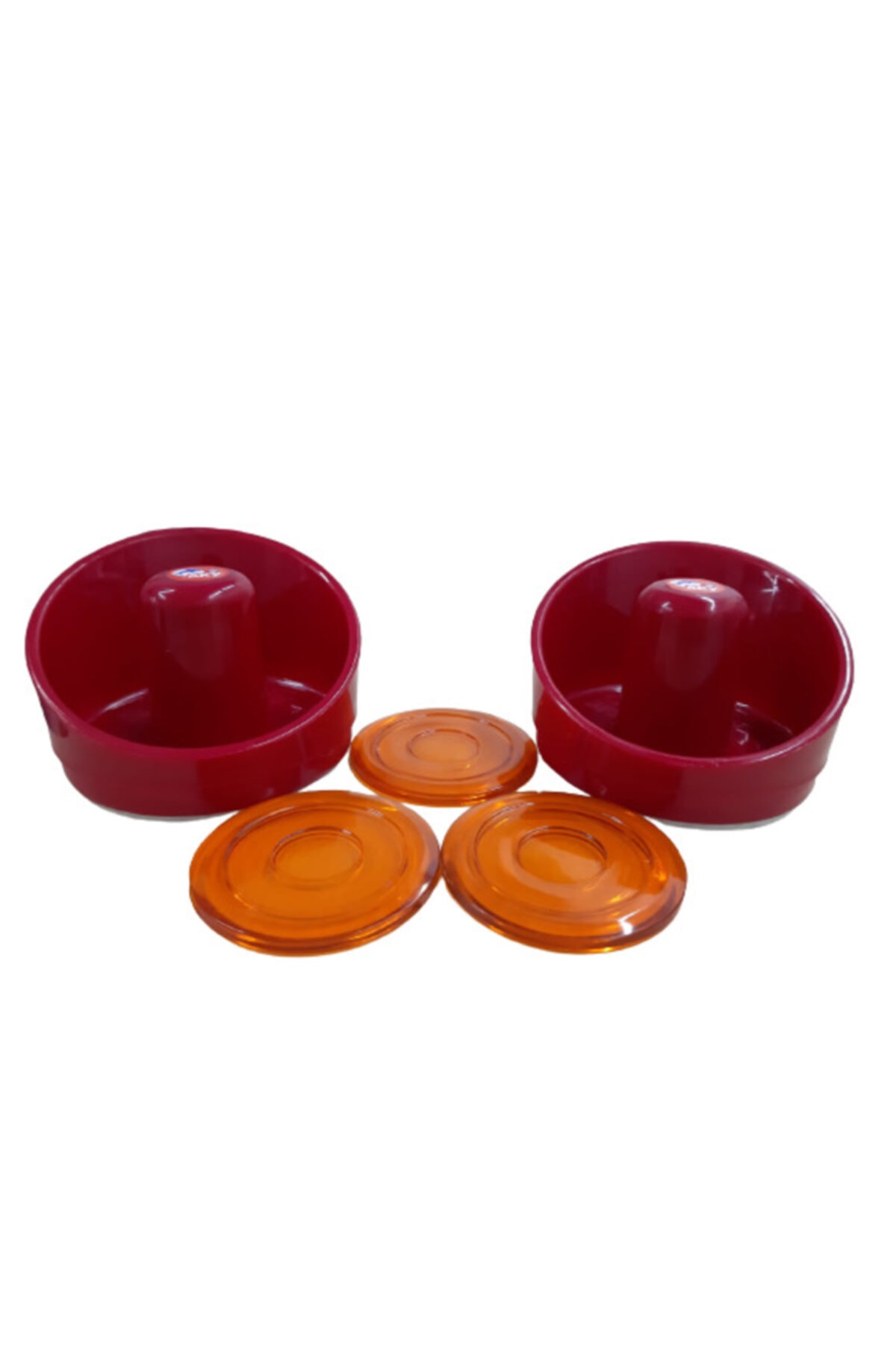 STAR OYUN MAKİNELERİ Kırmızı Renk Aır Hockey Elcik Ve Turuncu Renk Disk Havalı Hockey Tokacı Ve Diskleri