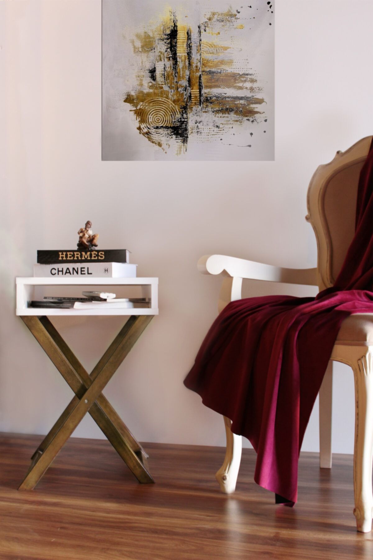 ÇiviConcept Arven Sehpa Dekoratif Beyaz-ceviz Raflı Dergilik Sehpa 40x40x60