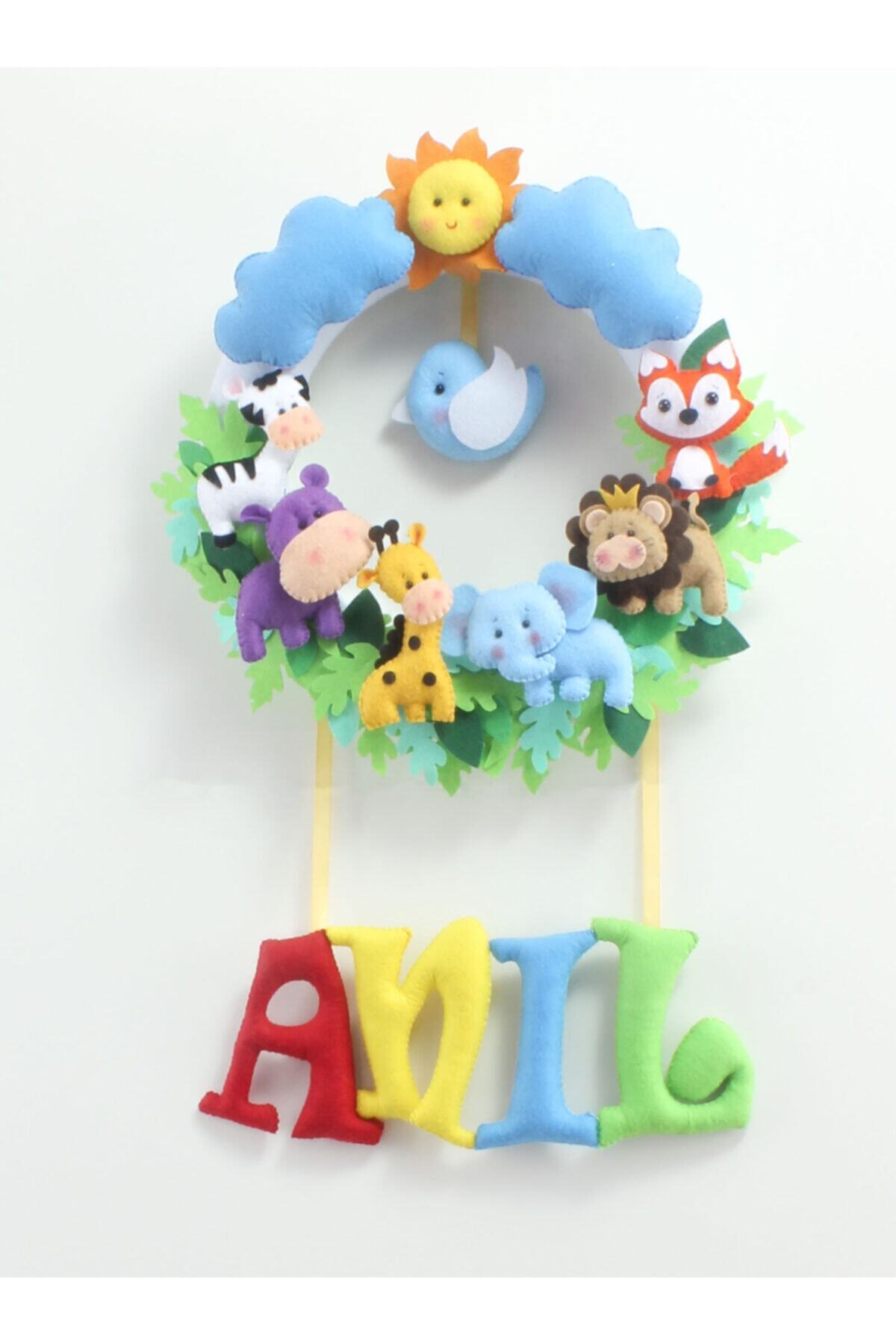 Renkli Hayallerim Anıl Isimli Safari Bebek Odası Kapı Süsü