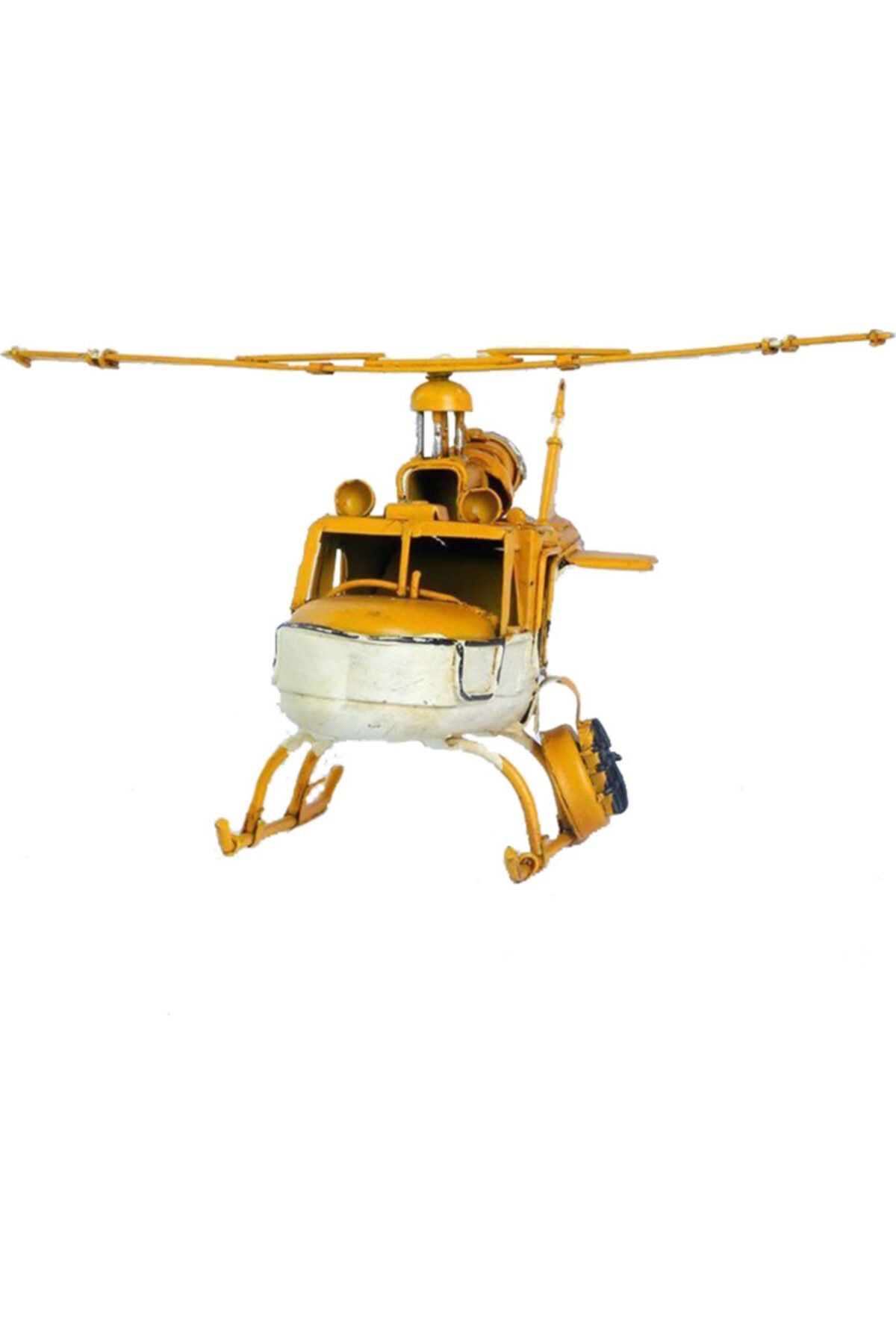 Misiny -nostaljik Sarı Beyaz Metal Helikopter Maketi
