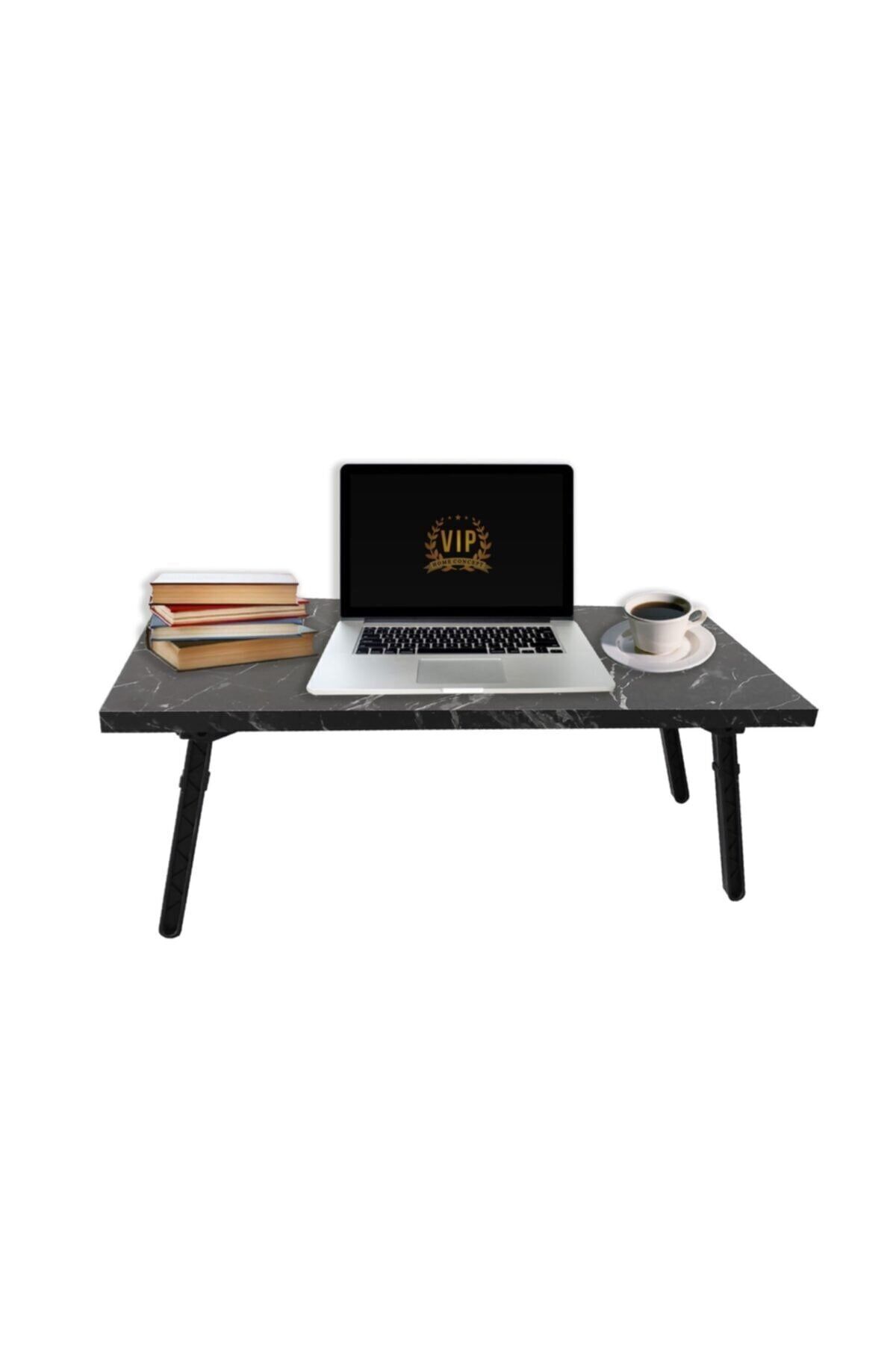 Turpan Aksesuar Mermer Desen Katlanır Yatak Kahvaltı Masası Laptop Masası 60x30 cm