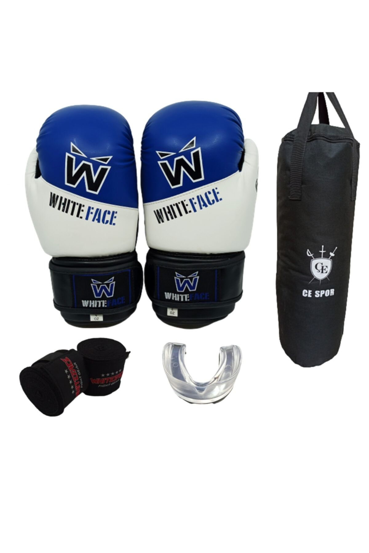 whiteface Çocuk Boks Eldiveni Cespor Çocuk Kum Torbası Bandaj Dişlik Set