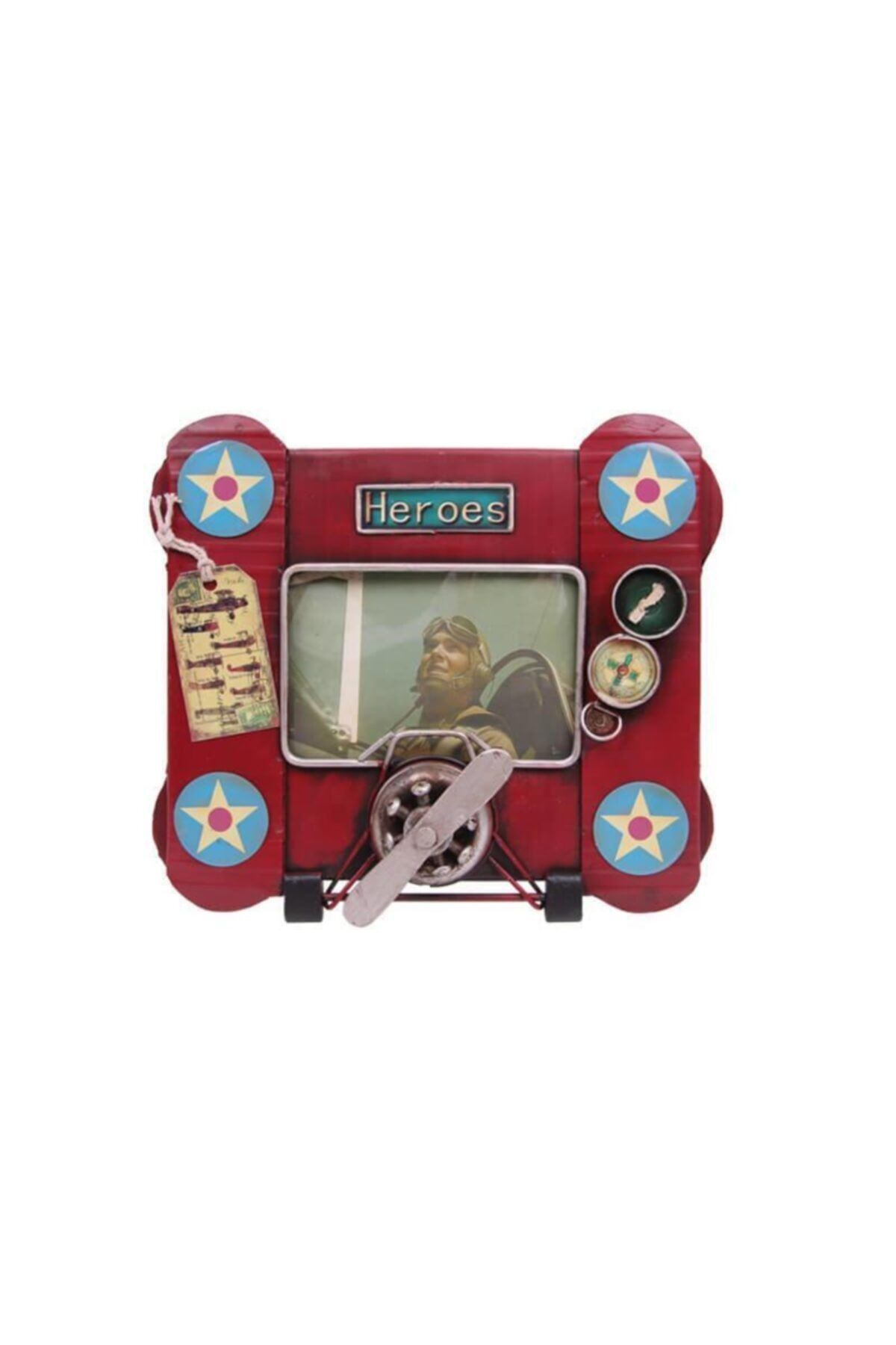 MESHUR STORE Dekoratif Metal Çerçeve Uçak Temalı Vintage Hediyelik