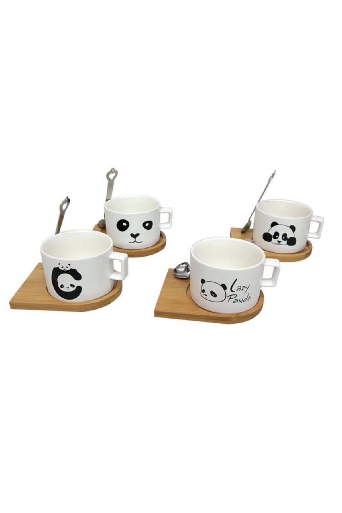 BK STORES Kupa Bardak Panda Mıknatıslı Kaşıklı Hediyelik