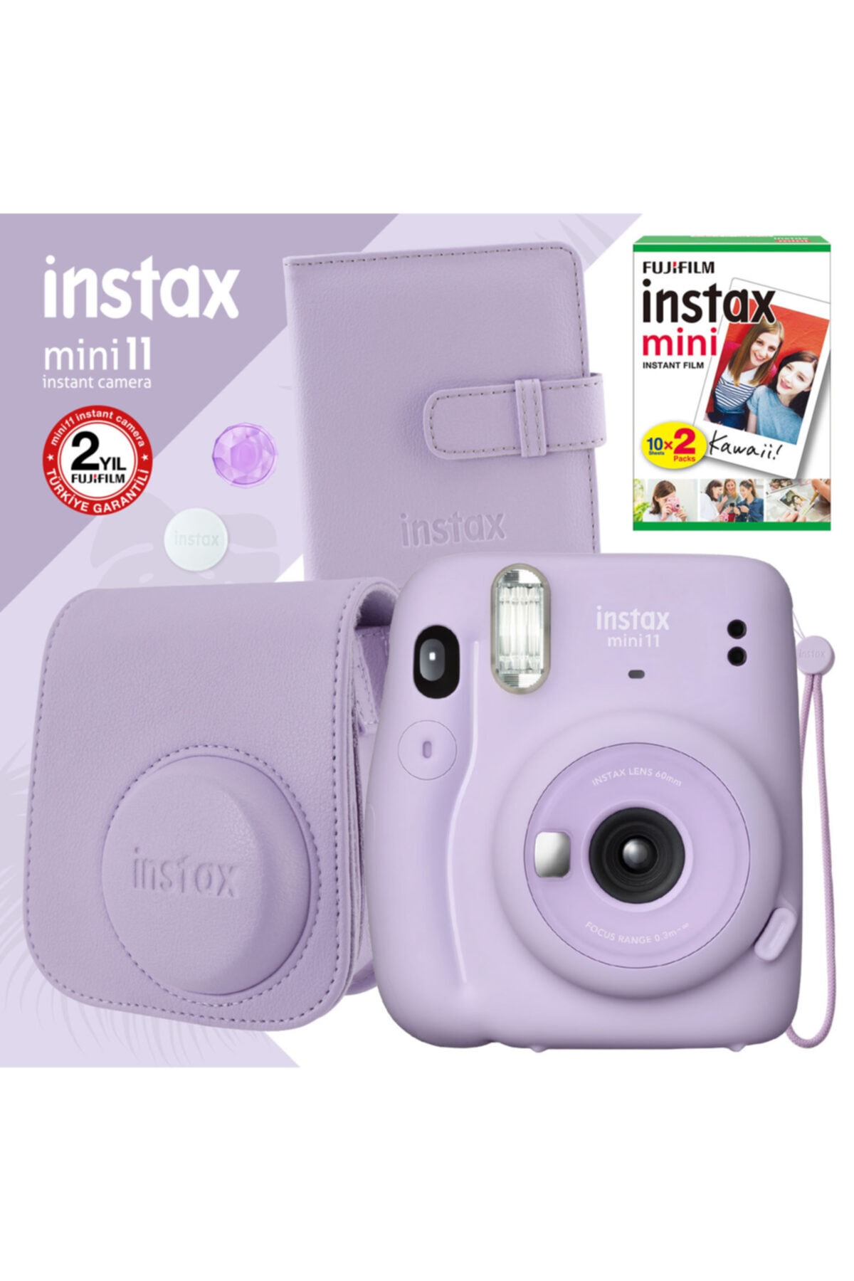 Fujifilm Instax Mini 11 Lila Fotoğraf Makinesi Ve Kare Albümlü Hediye Seti 11