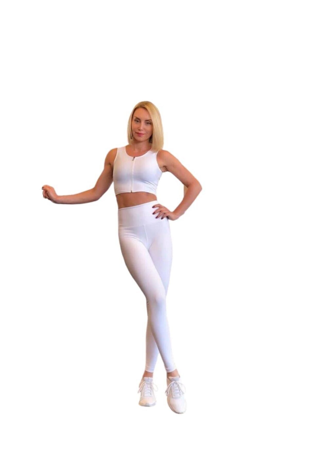 Nidasstore 107 Fermuarlı Beyaz Spor Bra