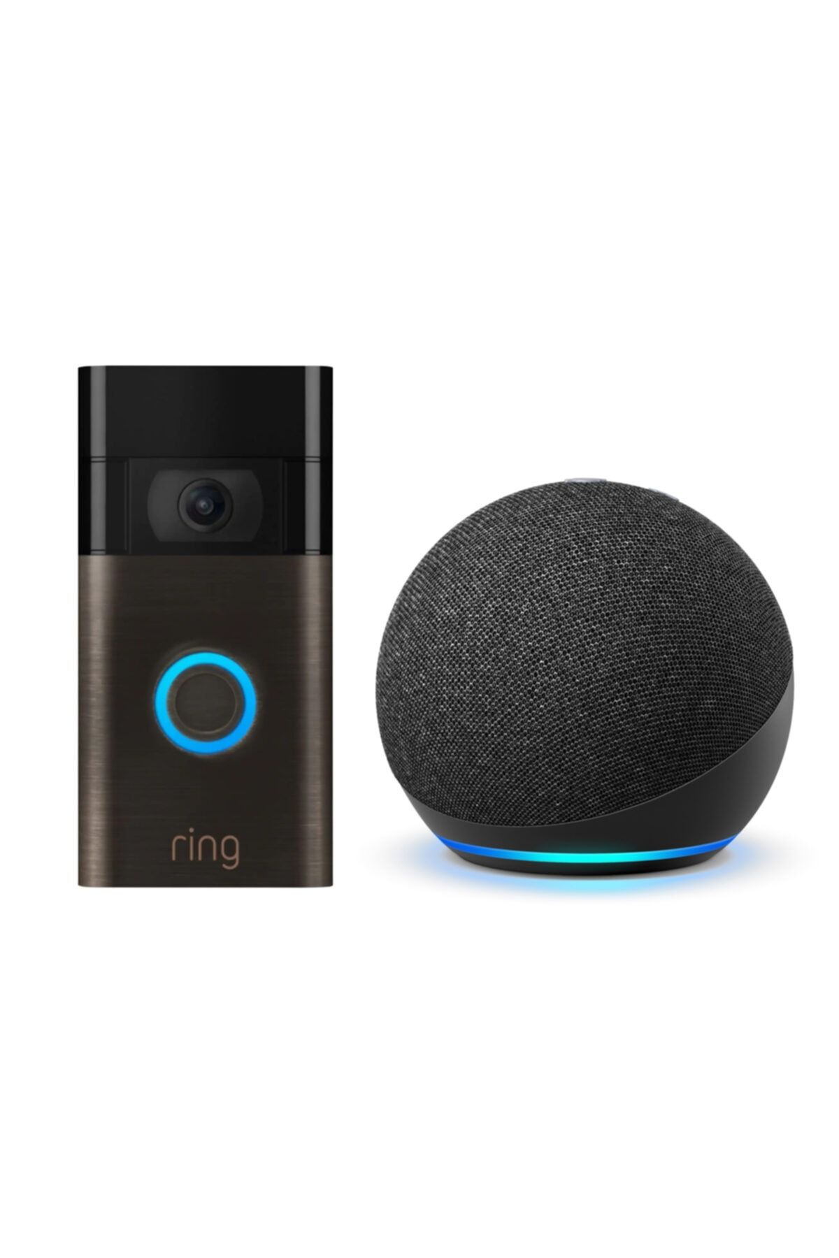 Amazon Ev Ring Video Doorbell 1080p Görüntülü Kapı Zili - Amazon Echo Dot 4 Black Akıllı Asistan Hoparlör