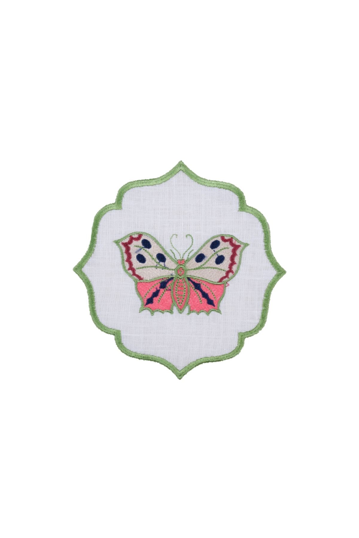 lora home Çimen Kelebeği Desenli Yeşil Peçete