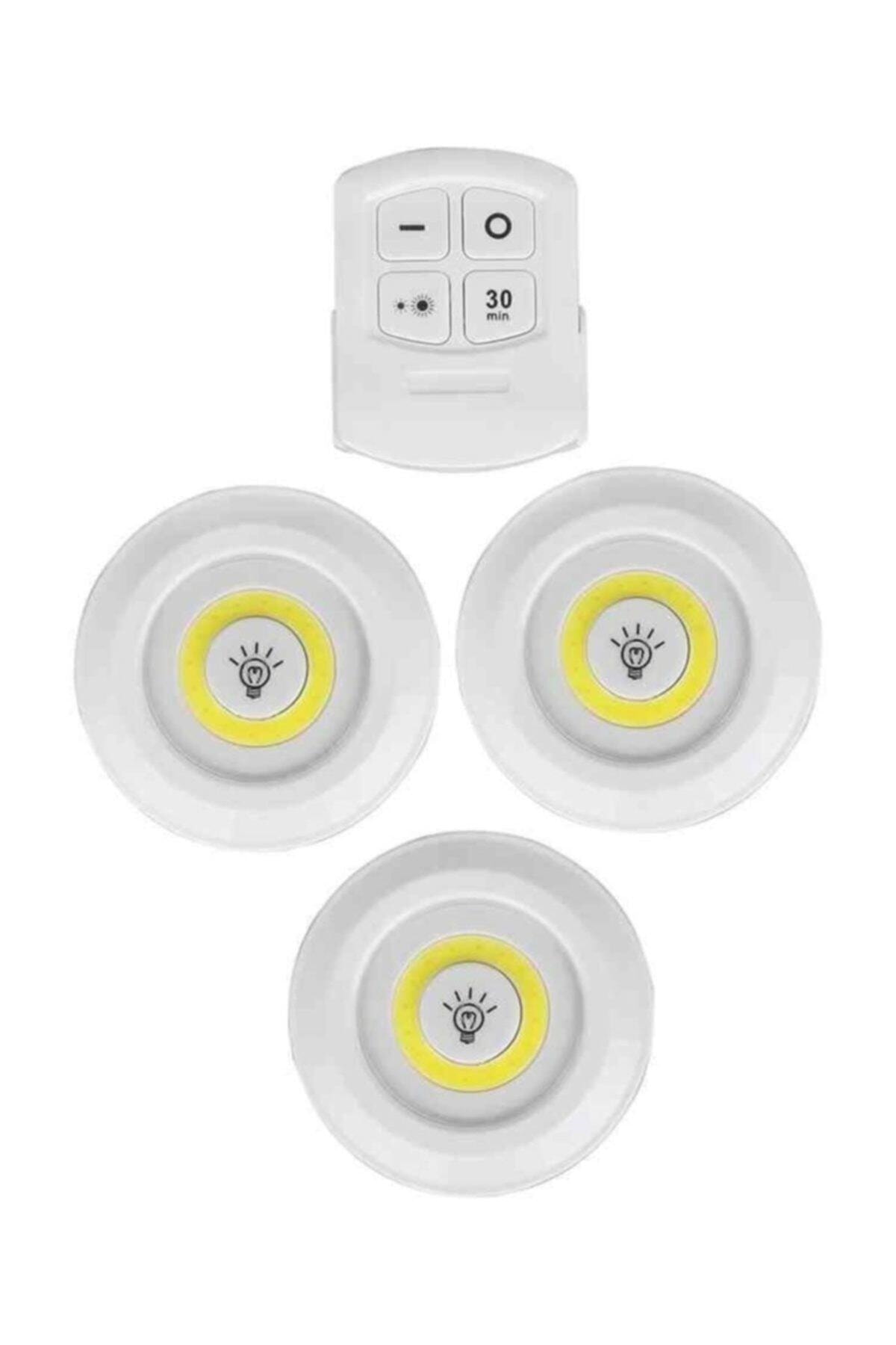 BigSale Uzaktan Kumandalı 3'lü Spot Led Lamba Kablosuz Pilli Işıldak