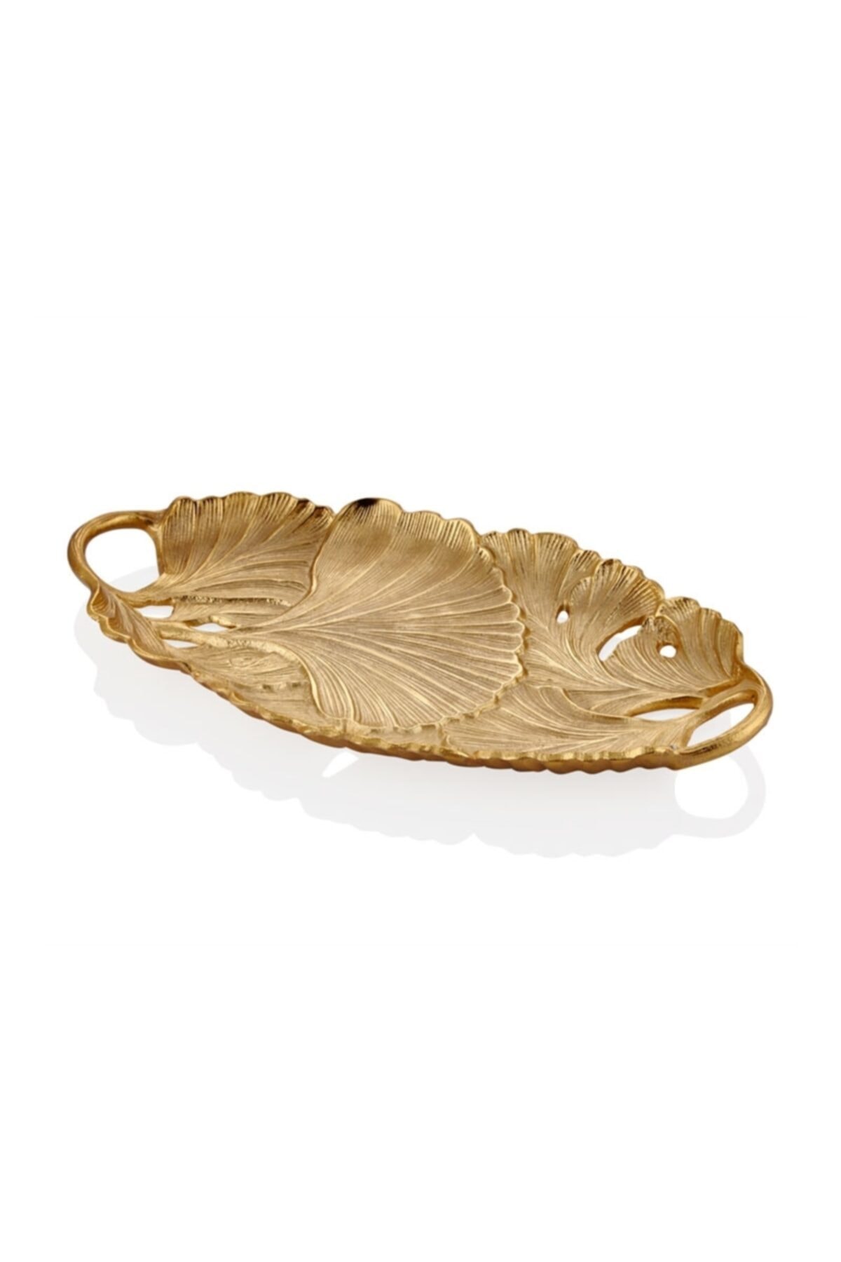 YAŞAM HOME Gingko Yaprakli Gold Oval Dekoratif 43x23x3 Cm