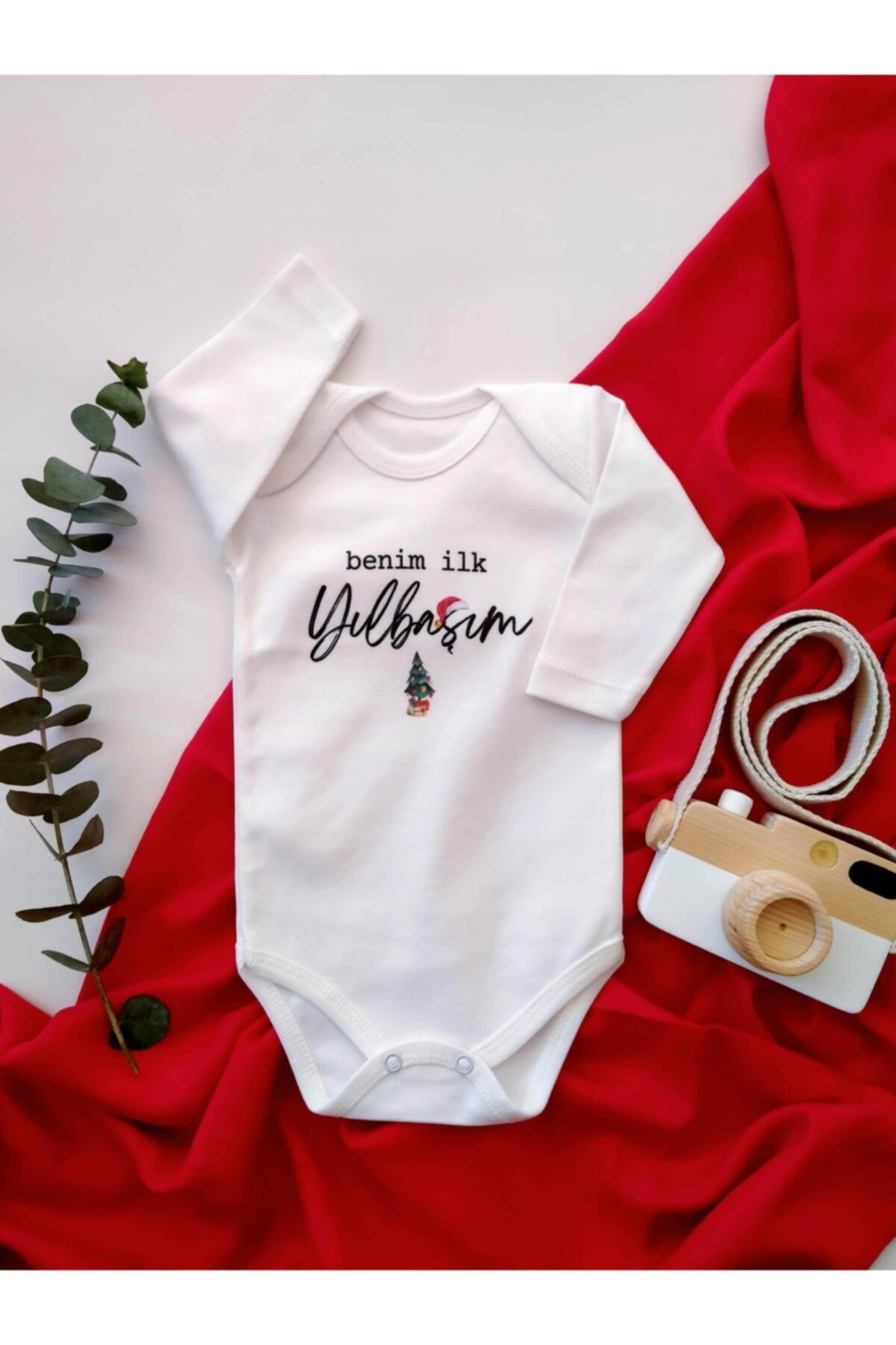 Happy Onesie Co Benim Ilk Yılbaşım Uzun Kol Organik Baskı Bebek Body