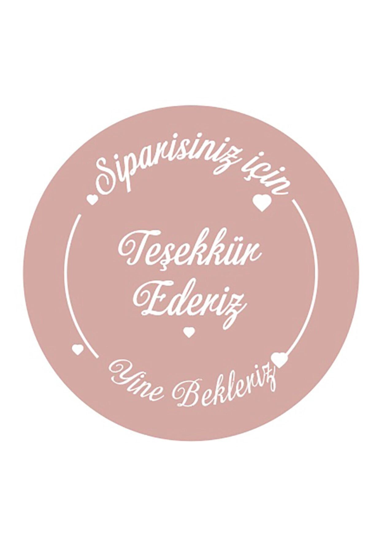 Letbil Reklam Etiket - Teşekkür Ederiz Pastel Pembe Etiketi, Ürünlerinize Özel 4 Cm - Sticker
