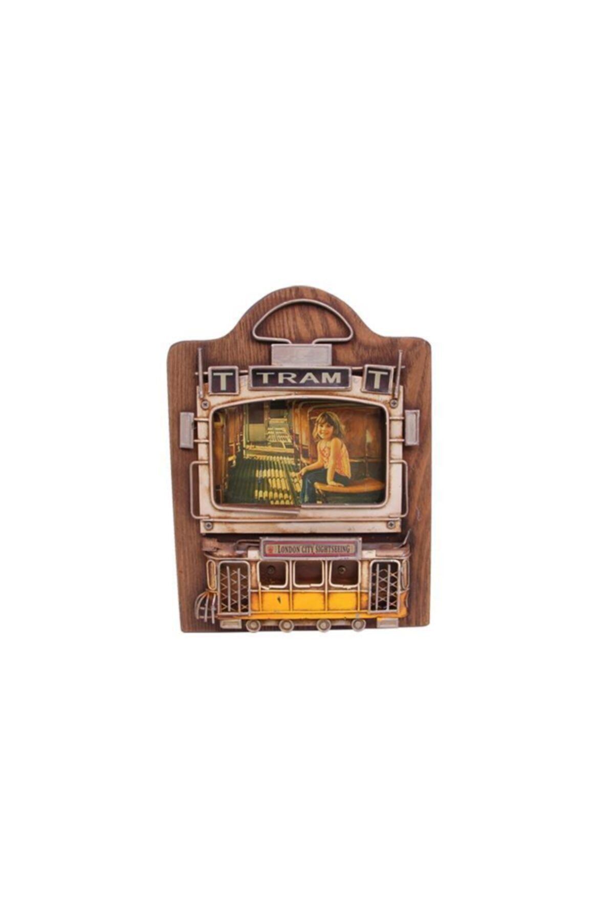 MESHUR STORE Dekoratif Metal Çerçeve Tramvay Dekorlu Vintage Hediyelik