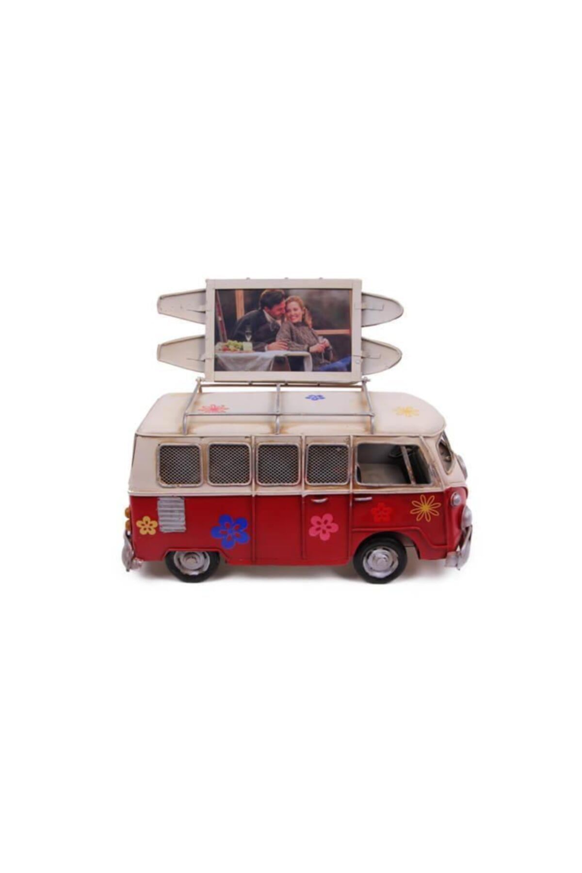 MESHUR STORE Dekoratif Metal Minibüs Çerçeveli Biblo Kumbaralı