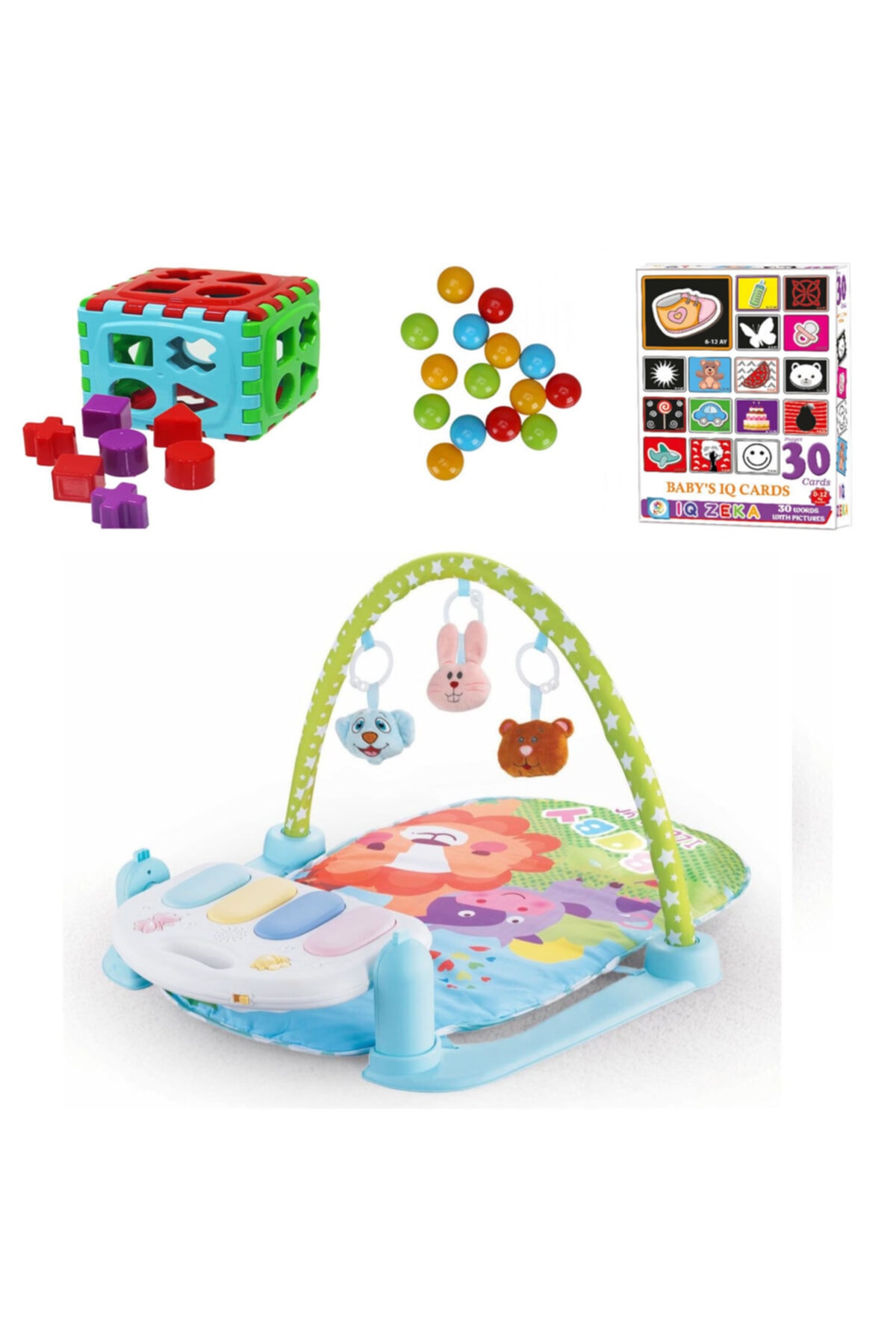 oyuncakgidiyor Piyanolu Bebek Oyun Halısı Jimnastik Merkezi Aynalı Ve Çıngıraklı Zeka Geliştirici Set