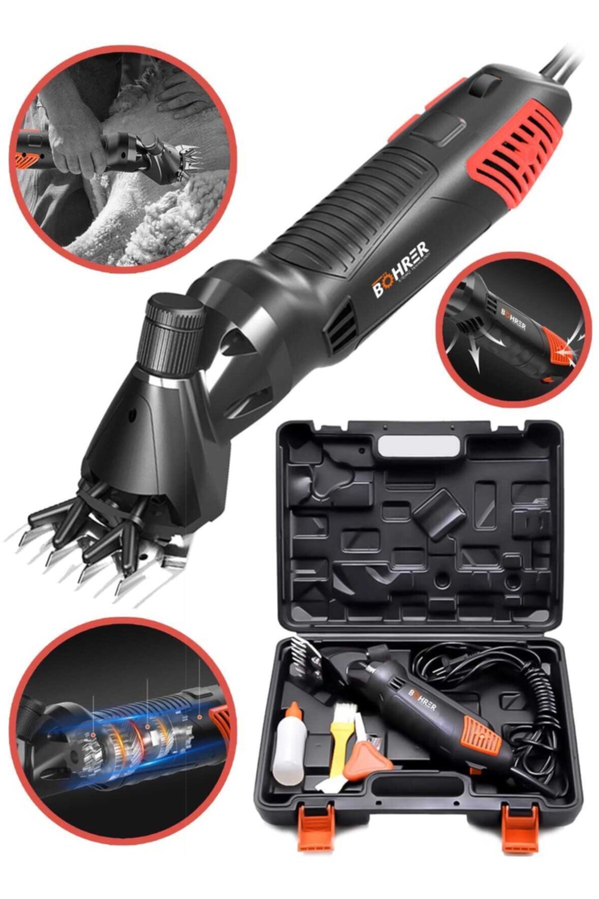 BÖHRER X-torq 550 Watt Devir Ayarlı Güçlendiirlmiş Yüksek Kalite Metal Şanzıman Koyun Keçi Kırkma Makinesi