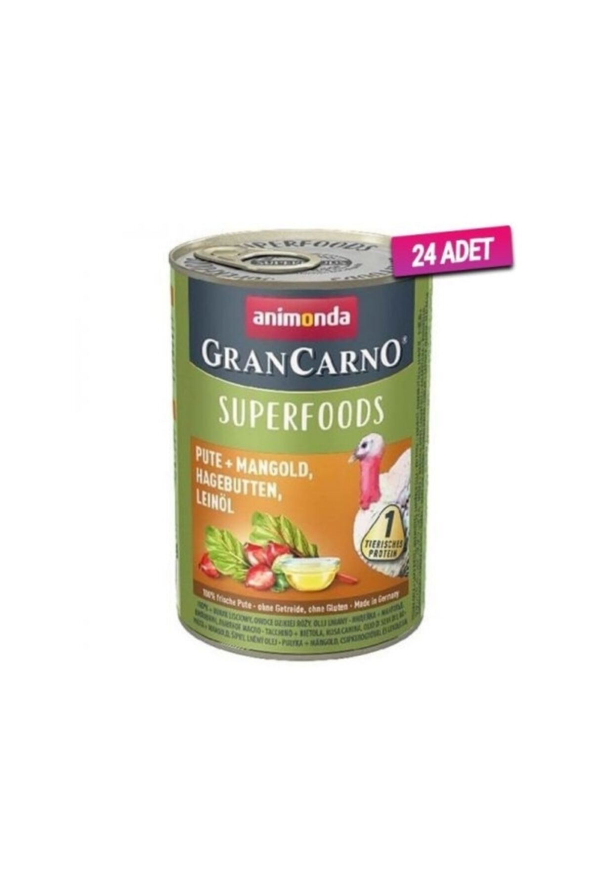 Animonda 24 Adet - Gran Carno Superfoods Hindi Pazı Ve Kuşburnu Yetişkin Köpek Konservesi 400 gr