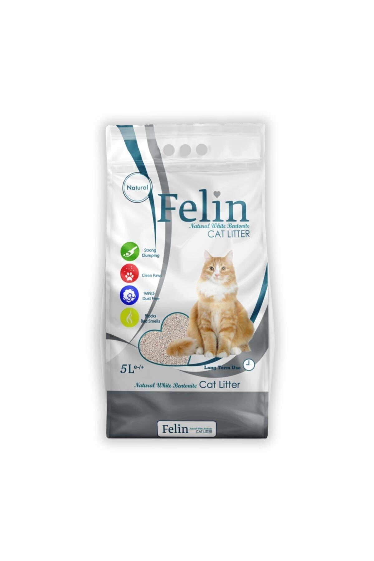 FELİN 5 Lt X 3 Paket Naturel Kokusuz Kedi Kumu (KARGO DAHİL)