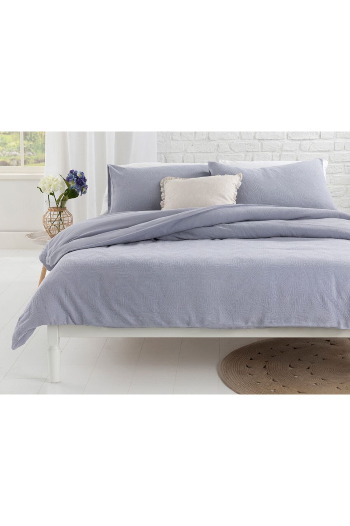 English Home Nervure Kabartma Jakar King Size Nevresim Takımı 240x220 Cm Sisli Leylak