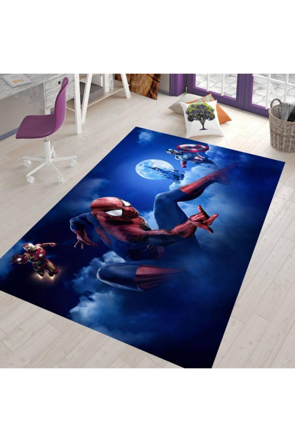 Veronya Spiderman Halısı Tafting Dokuma Modern Örümcek Adam Genç Ve Çocuk Odası Halısı