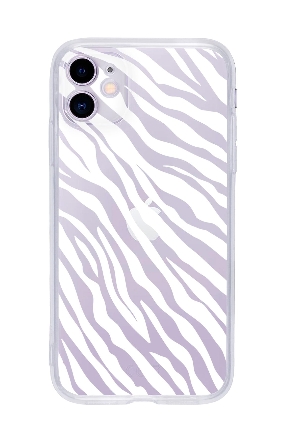 mooodcase Iphone 11 Zebra Pattern Premium Şeffaf Silikon Kılıf Beyaz Baskılı