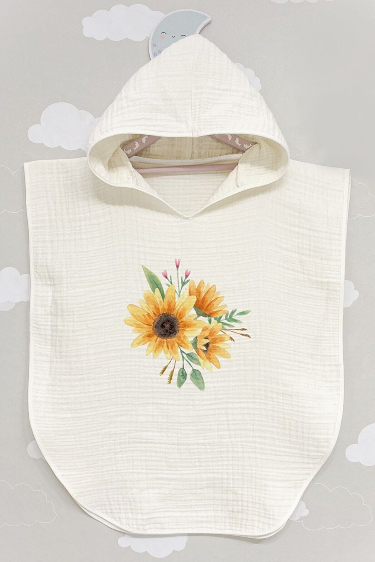 BabyLimon Flowers 4 Kat Müslin Kapüşonlu Panço - For Baby Serisi