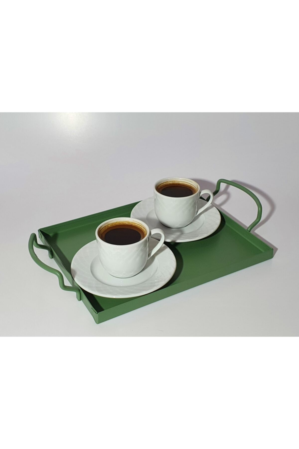 Turtle Home Decor Geniş Kulplu Sunum Tepsi Yeşil