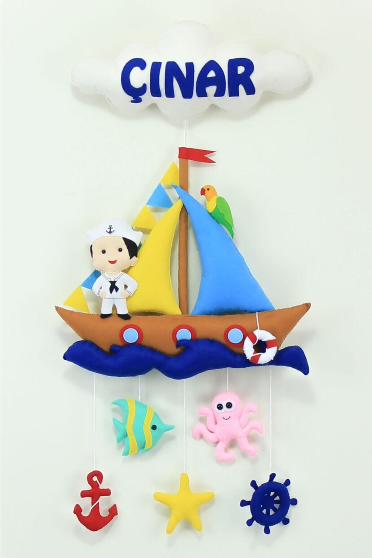 Renkli Hayallerim Çınar Isimli Denizci Bebek Odası Kapı Süsü