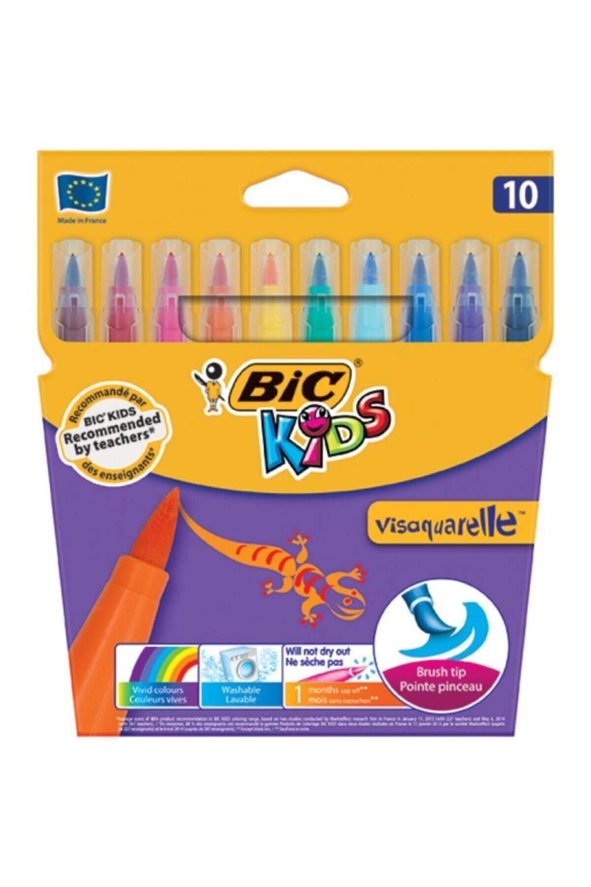 Bic Visa Fırça Uçlu Keçeli Boya Kalemi 10`lu Kutu 3270220001553