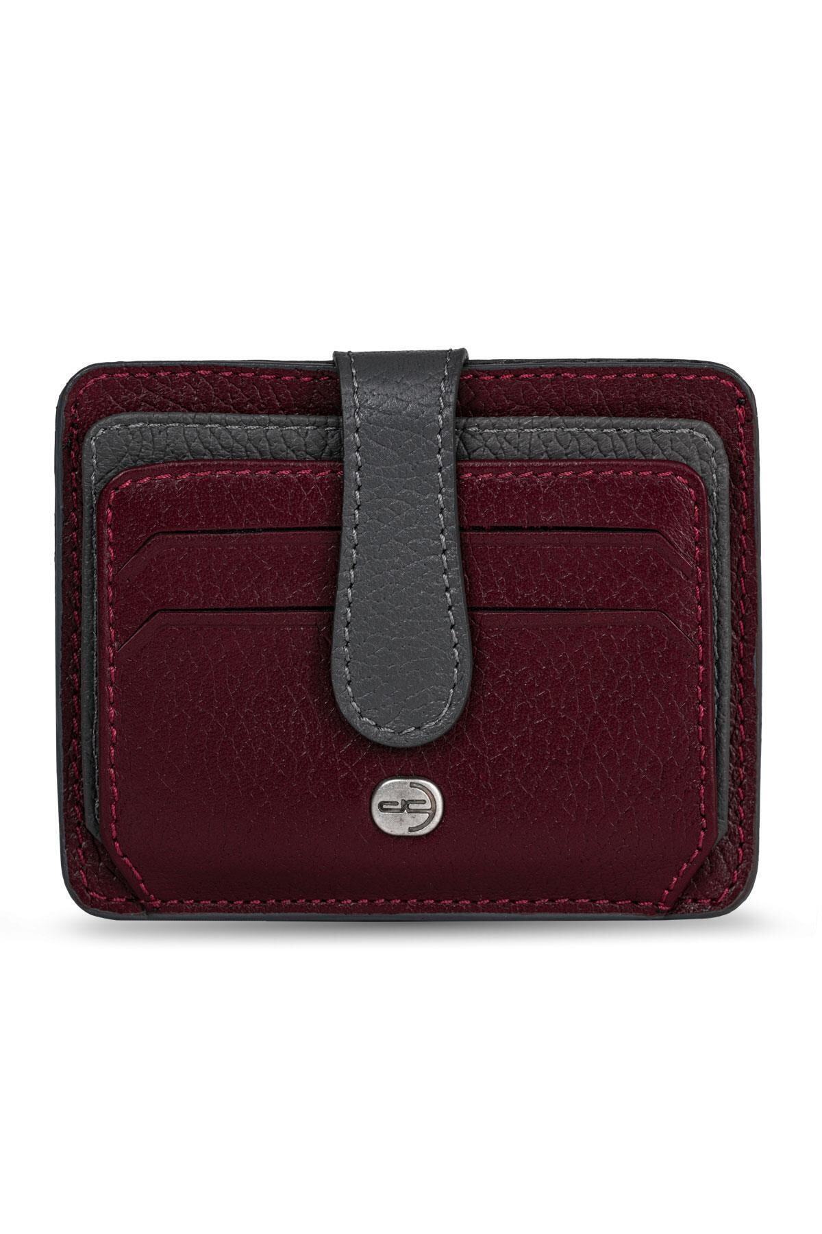 Deri Company Erkek Hakiki (gerçek) Deri Cüzdan Kartlık Floater Desenli Bordo Gri (878bg) 113516