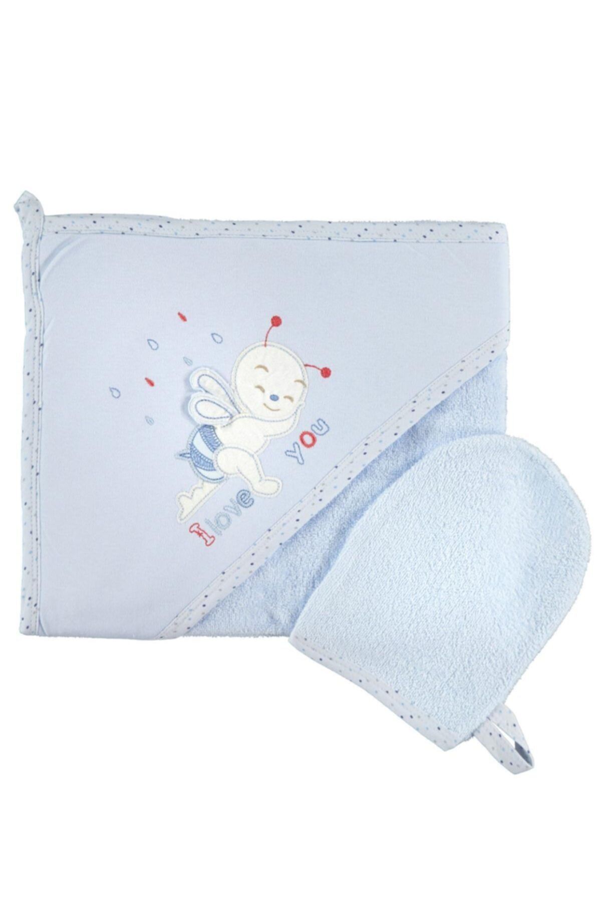 Albimini Minidamla Arılı Bebek Banyo Havlusu 43189 Mavi