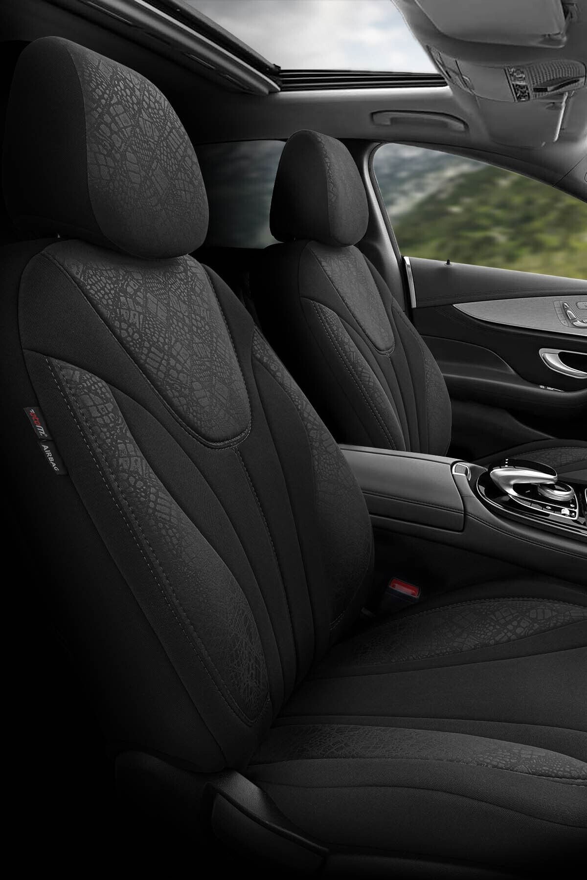 Otom Airbag Dikişli Özel Tasarım Oto Koltuk Kılıfı Tam Set - Yeni Ruby Design Siyah