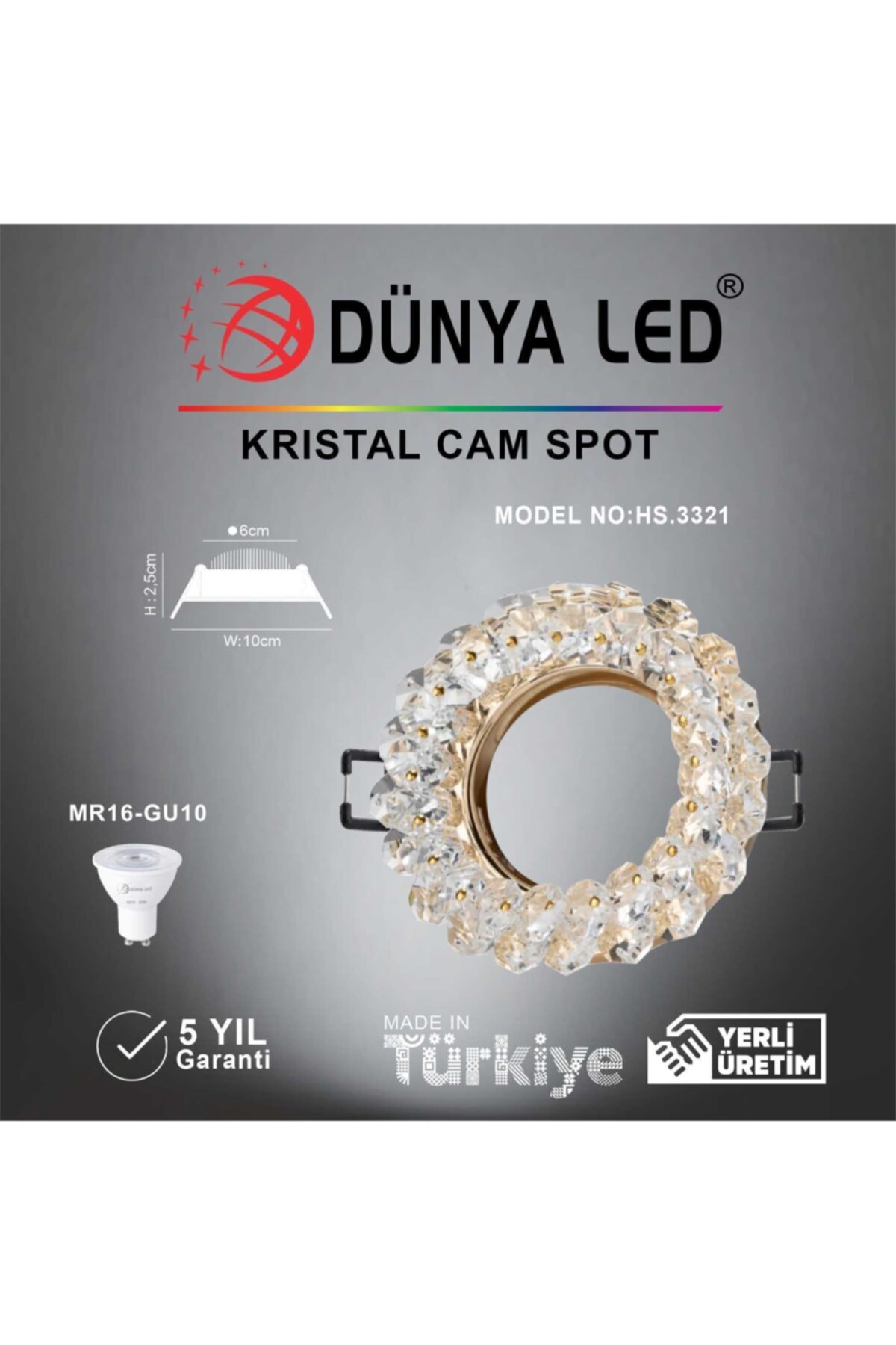 DÜNYA LED Hs.3321 Kristal Pluton Kasa