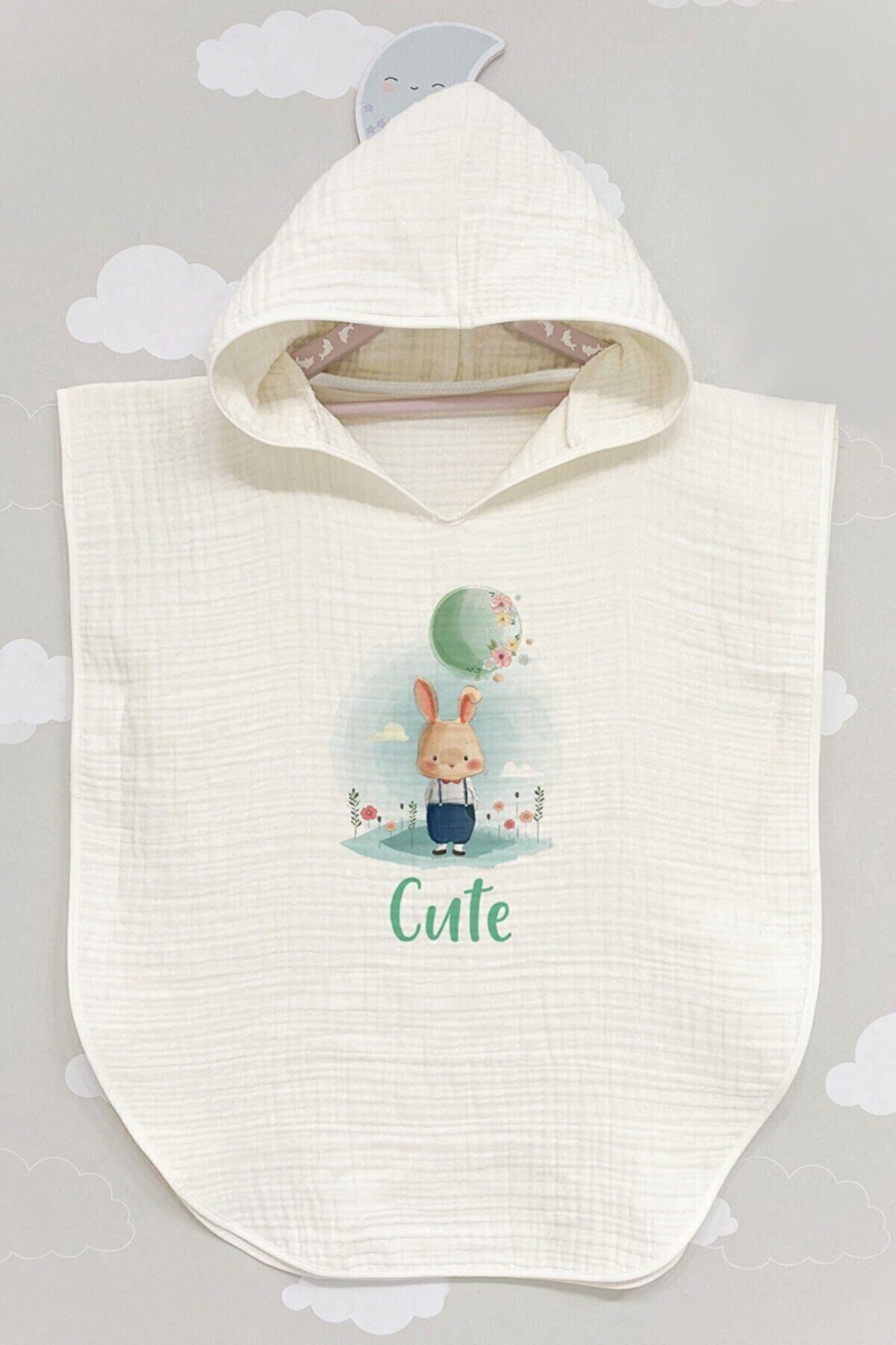 BabyLimon Cute 4 Kat Müslin Kapüşonlu Panço - For Baby Serisi