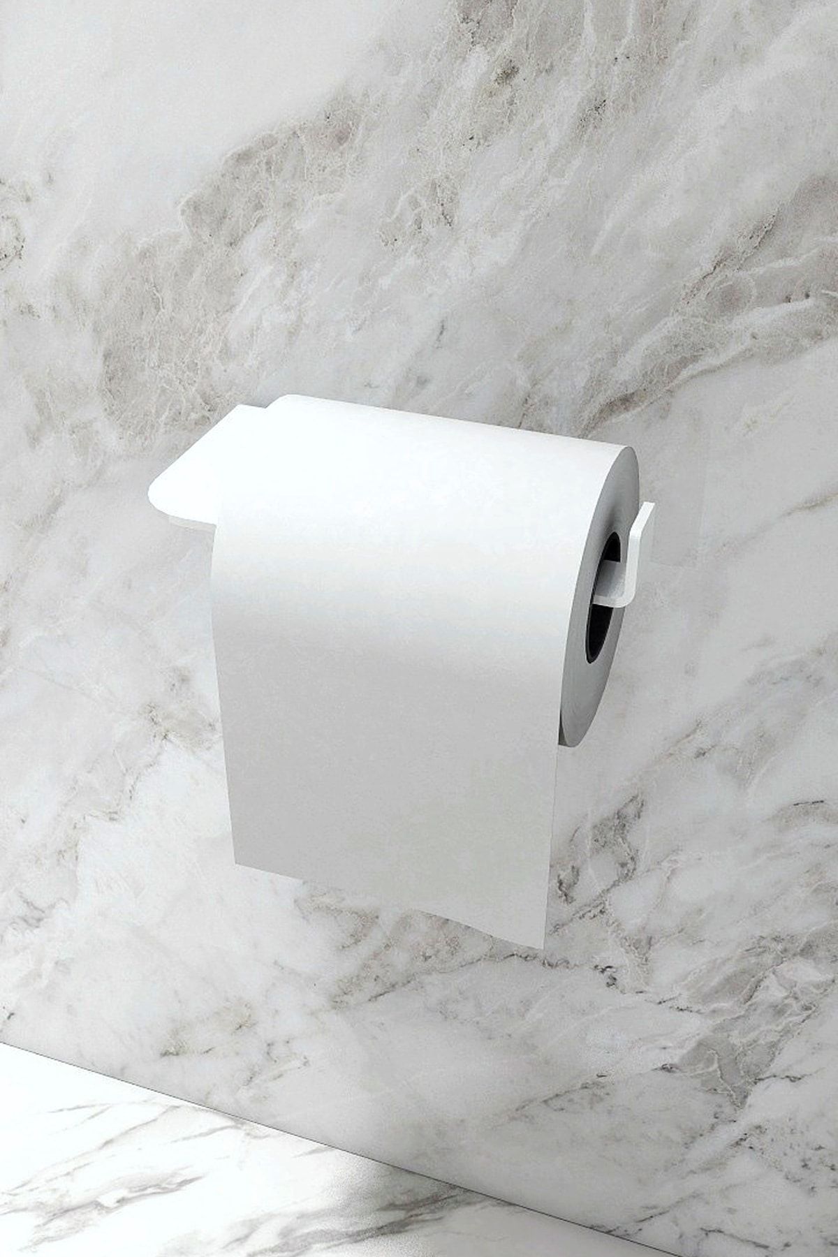 Rosyvien Metal Tuvalet Kağıtlığı, Beyaz Tuvalet Kağıdı Askısı Dekoratif Modern Wc Vidalı Banyo Kağıtlık