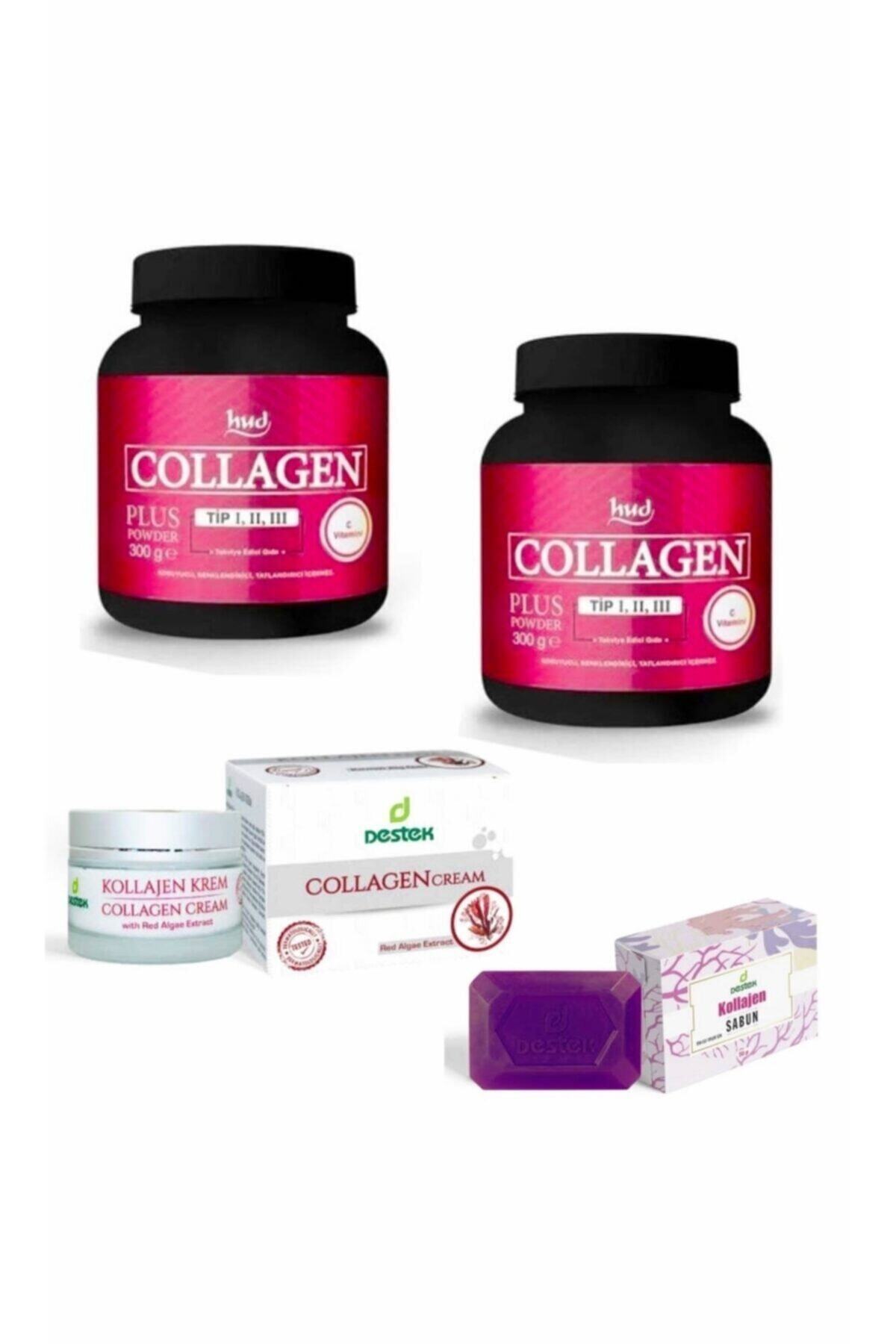Destek Hud Collagen Plus Powder 2'li X 300 Gr + Collagen Yüz Bakım Krem 50ml Ve Sabun 150 Gr