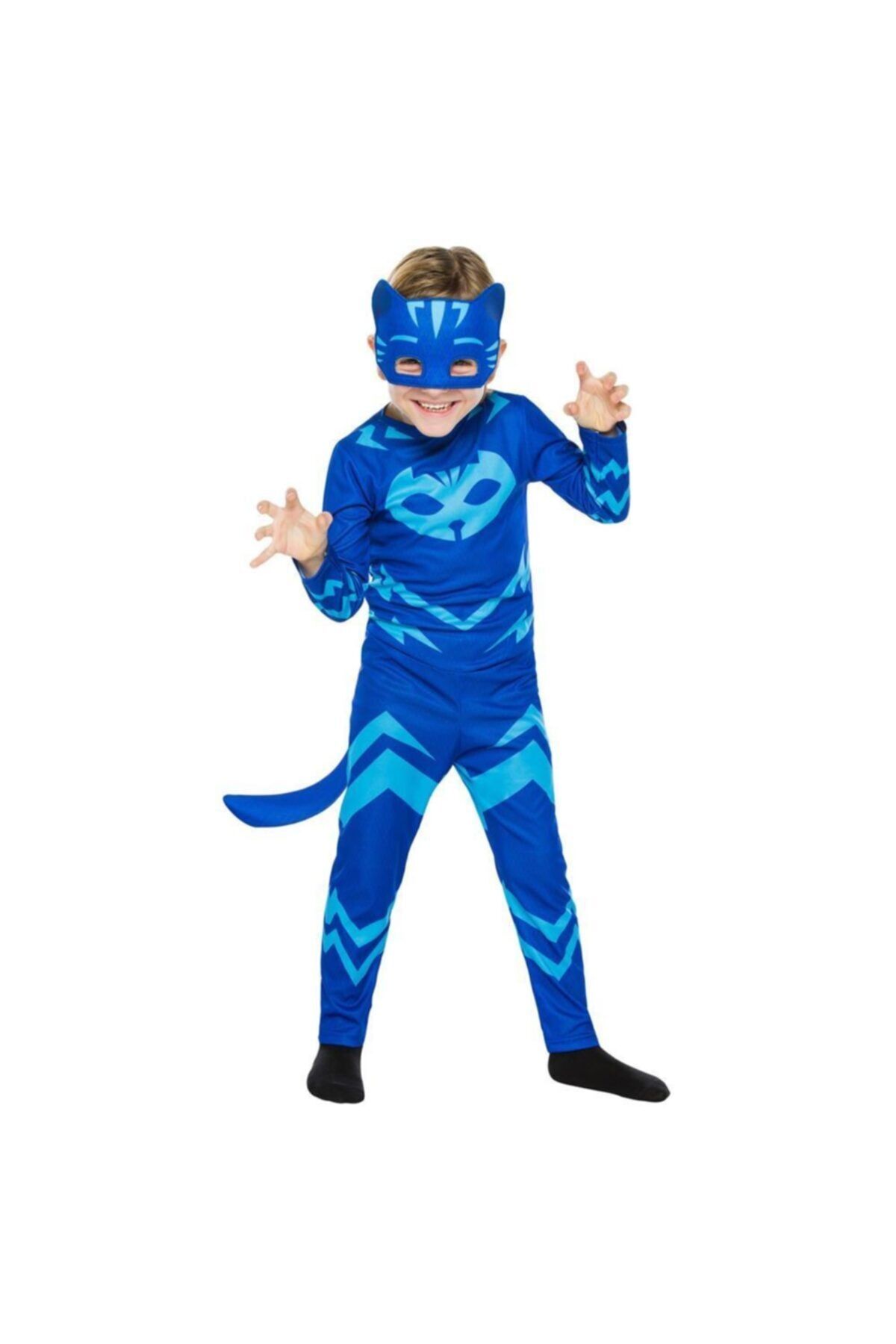 Kelebek Oyuncak Pijamaskeliler (pjmasks) Kedi Çocuk Kostümü-mavi Catboy Kostümü
