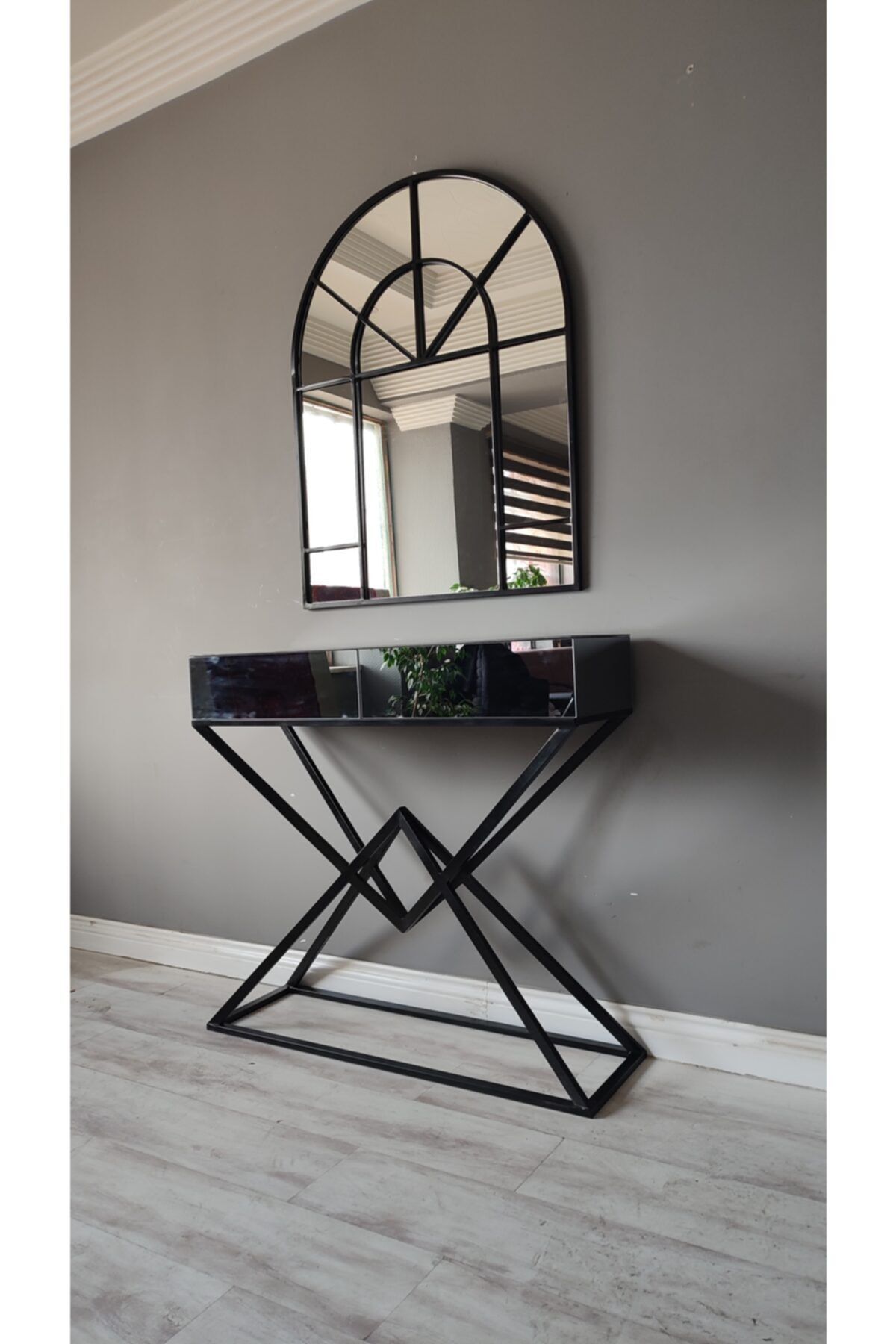 atolly design Metal Çift Çekmeceli Ayna Dahil Dresuar Takımı