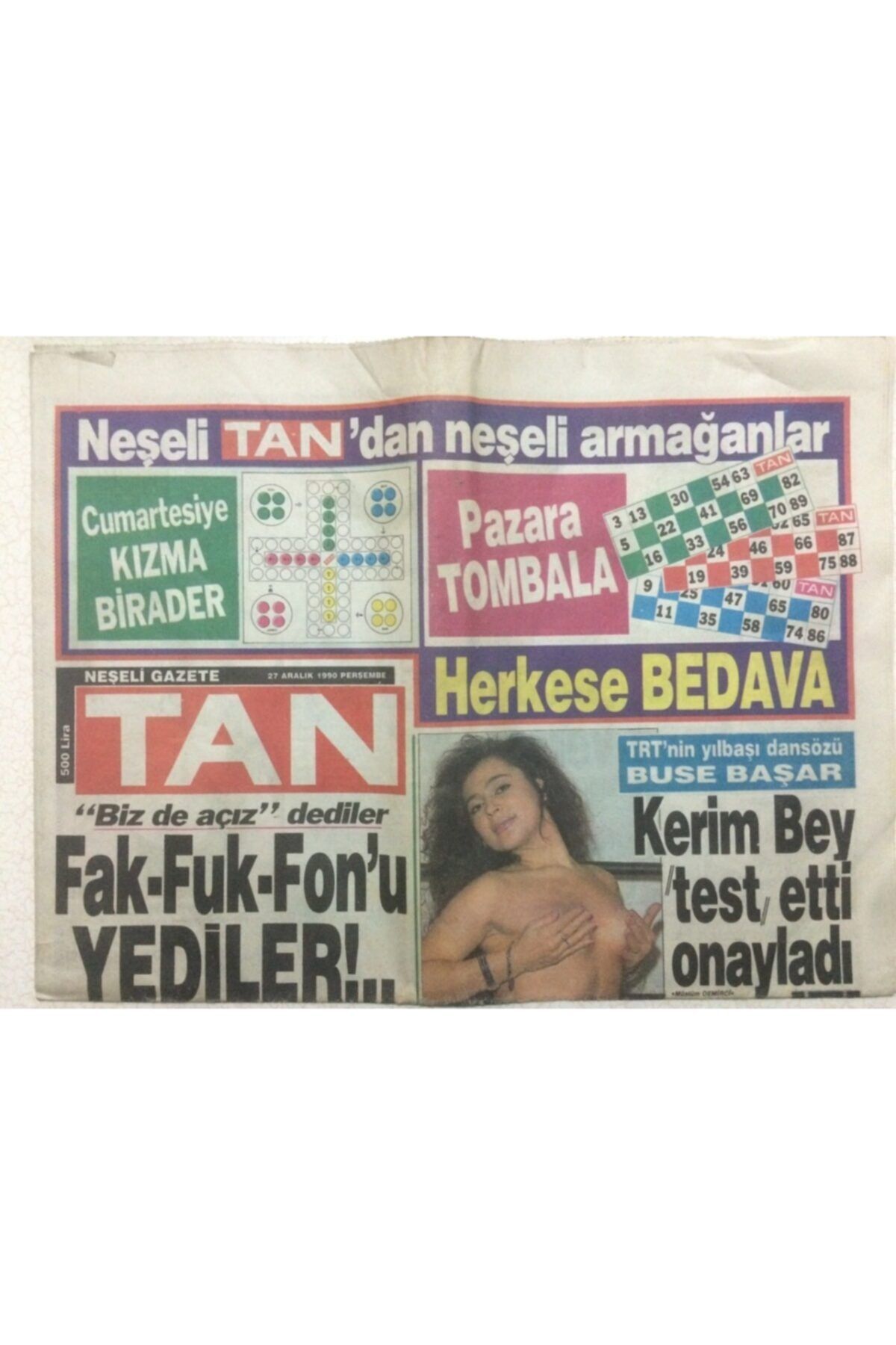 Gökçe Koleksiyon Tan Gazetesi 27 Aralık 1990 - Türkan Şoray Ile Ajda Pekkan'ın Dirilişi Gz51438