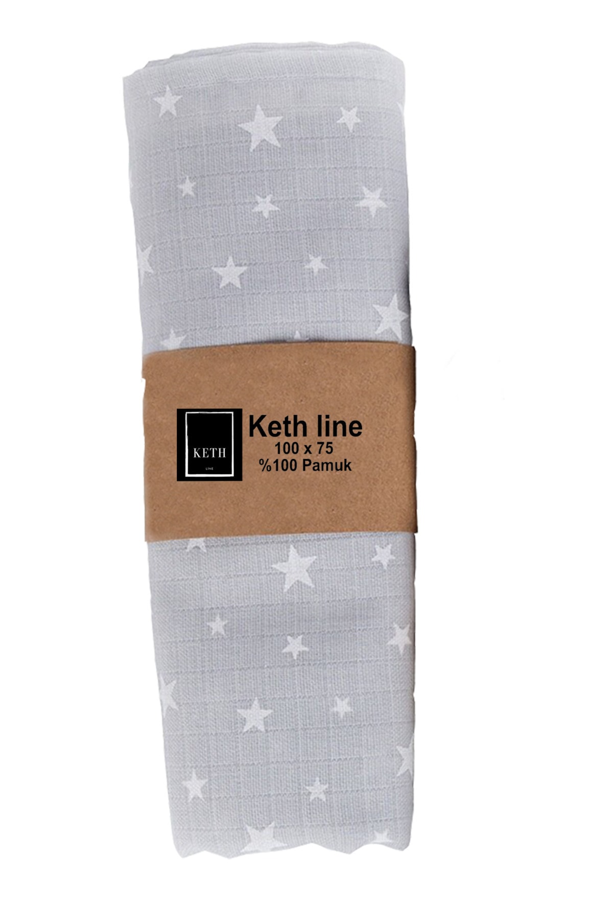 KETHLİNE 100x75 Kız Erkek Yıldızlı Müslin Örtü Puset Örtüsü Pamuk Müslin Bebek Battaniye