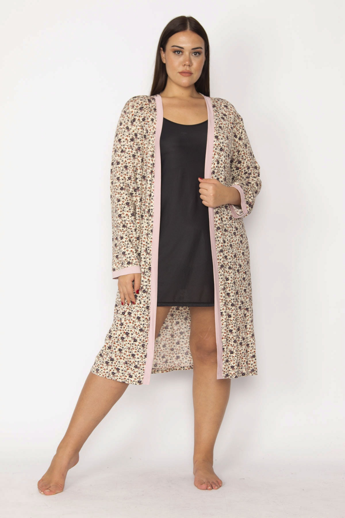 Şans Kadın Desenli Çıtır Desenli Sabahlık 65N29360