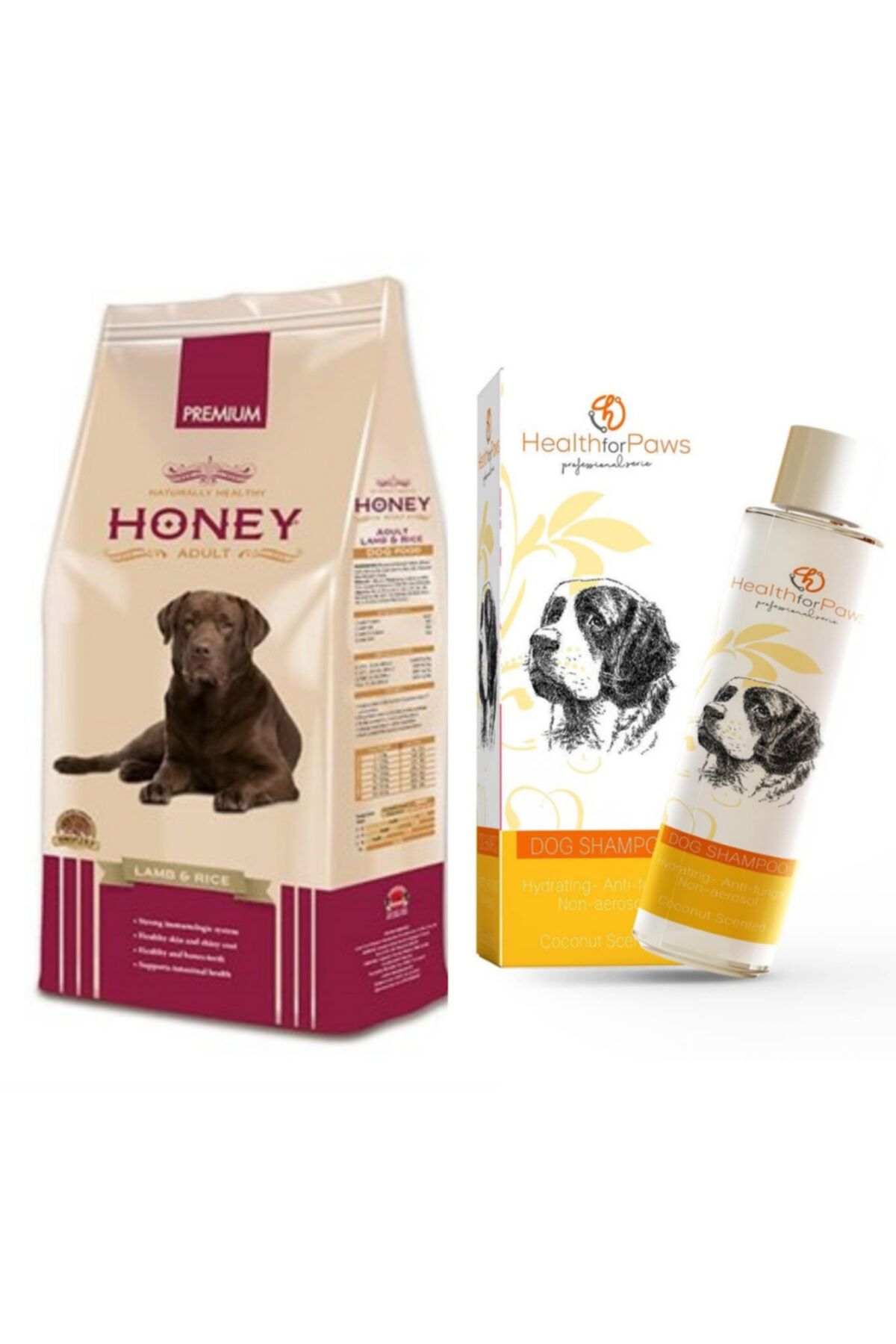 Honey Premium Kuzu Etli Köpek Maması 1 Kg Health For Paws Kaşıntı Egzama Şampuan Set