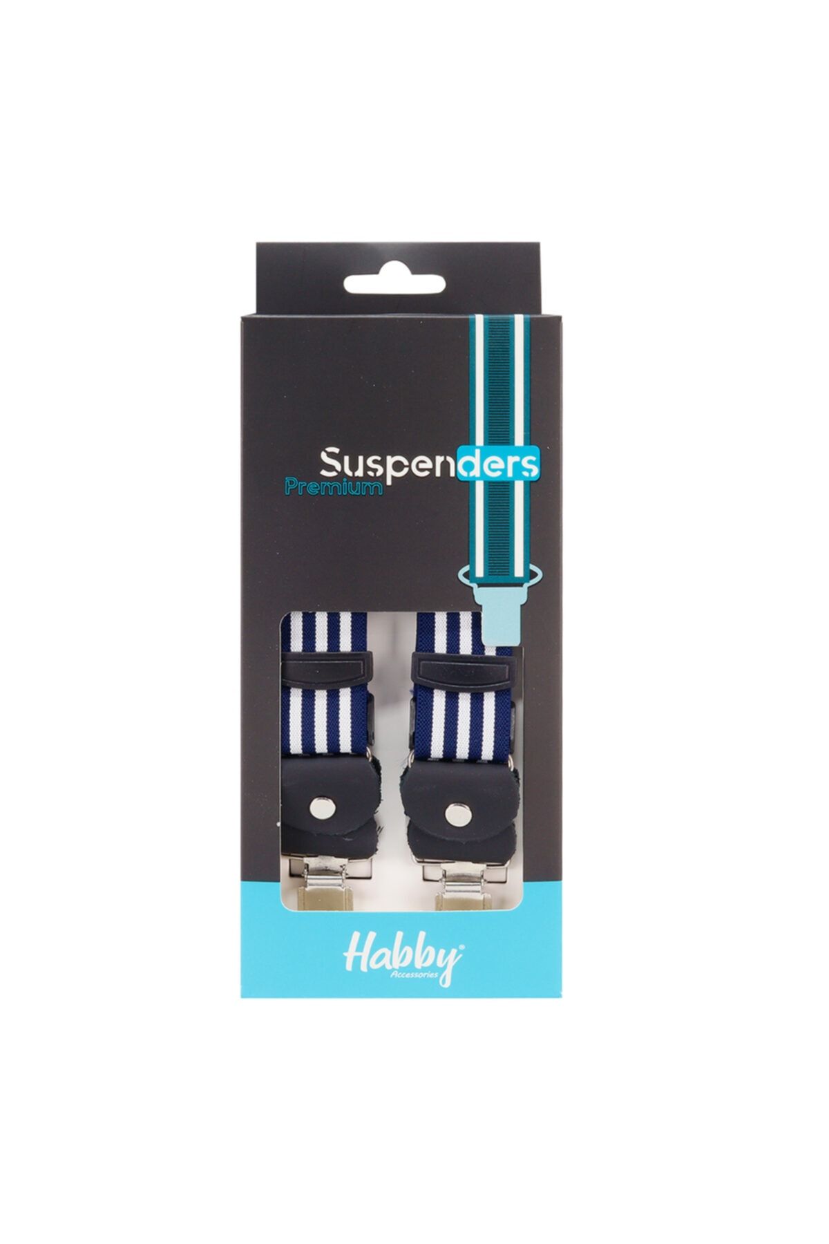 Habby Accessories Habby Lacivert Beyaz Çizgili Pantolon Askısı