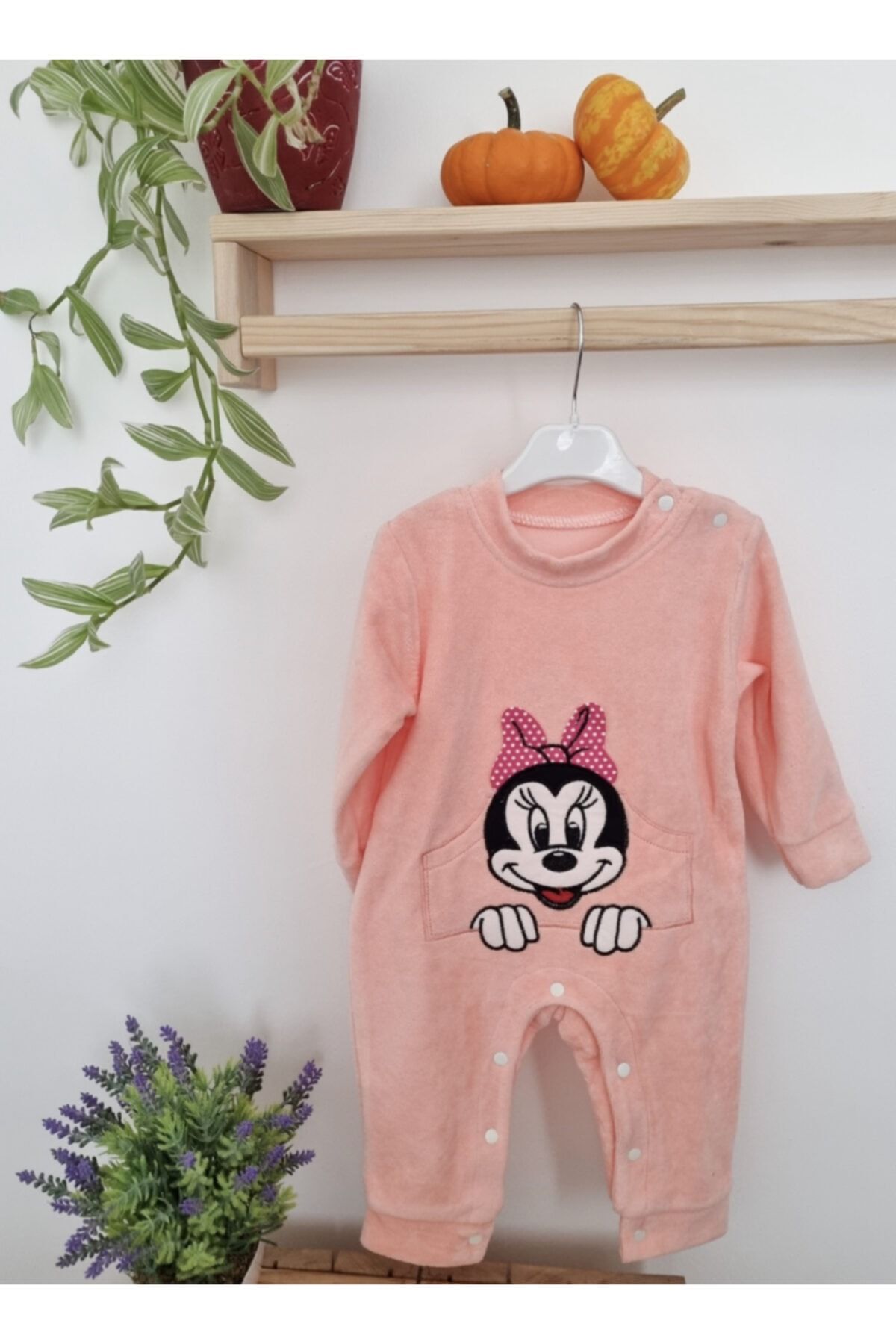 babyraise Mickey Baskılı Kadife Tulum