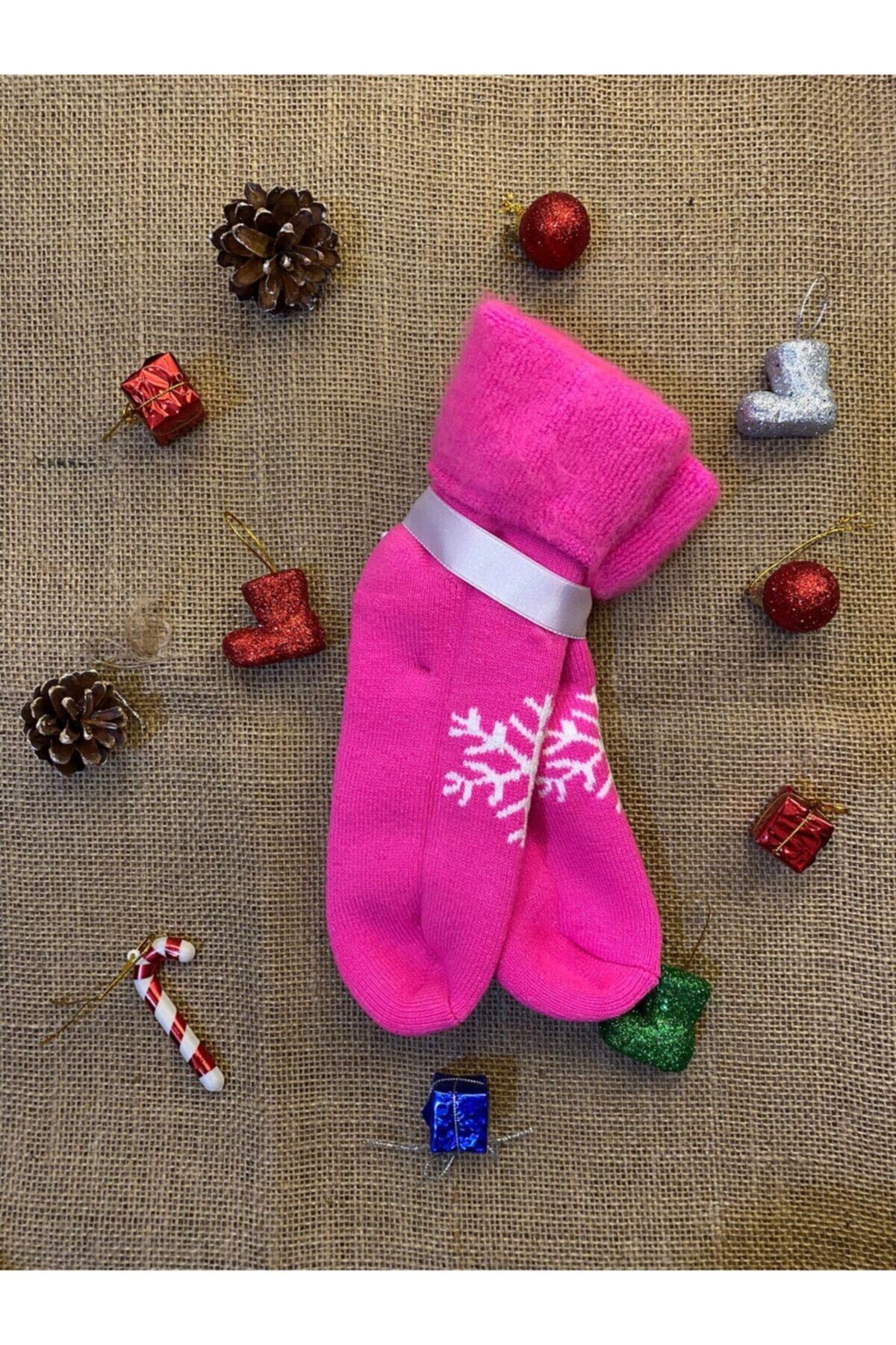 COMPANERO SHOP Pembe Kürklü Yılbaşı Çorabı
