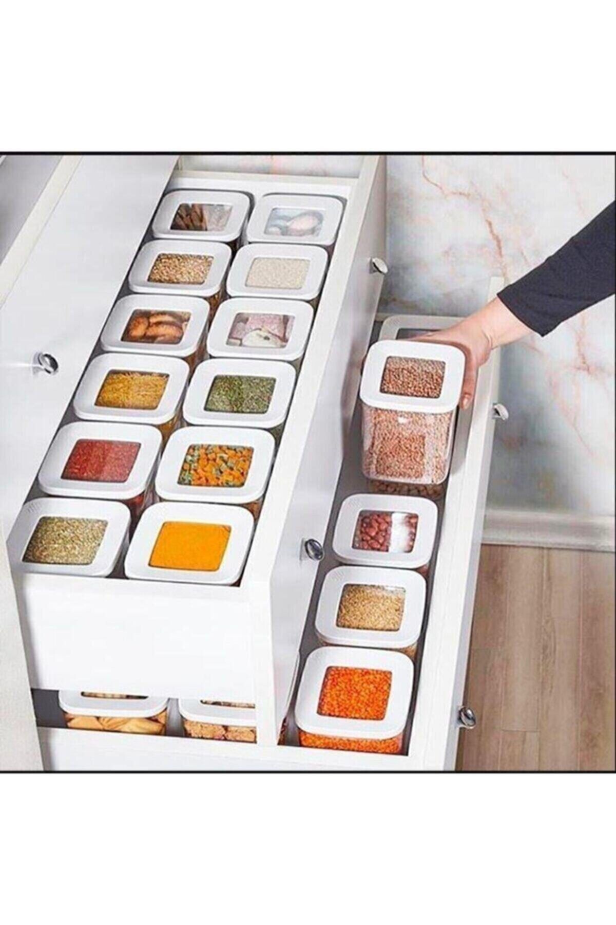 ŞURAMUTFAK 12 Li Süper Set 1200 Ml. Vakum Kapaklı Erzak Saklama Kabı(1200X12ADET)