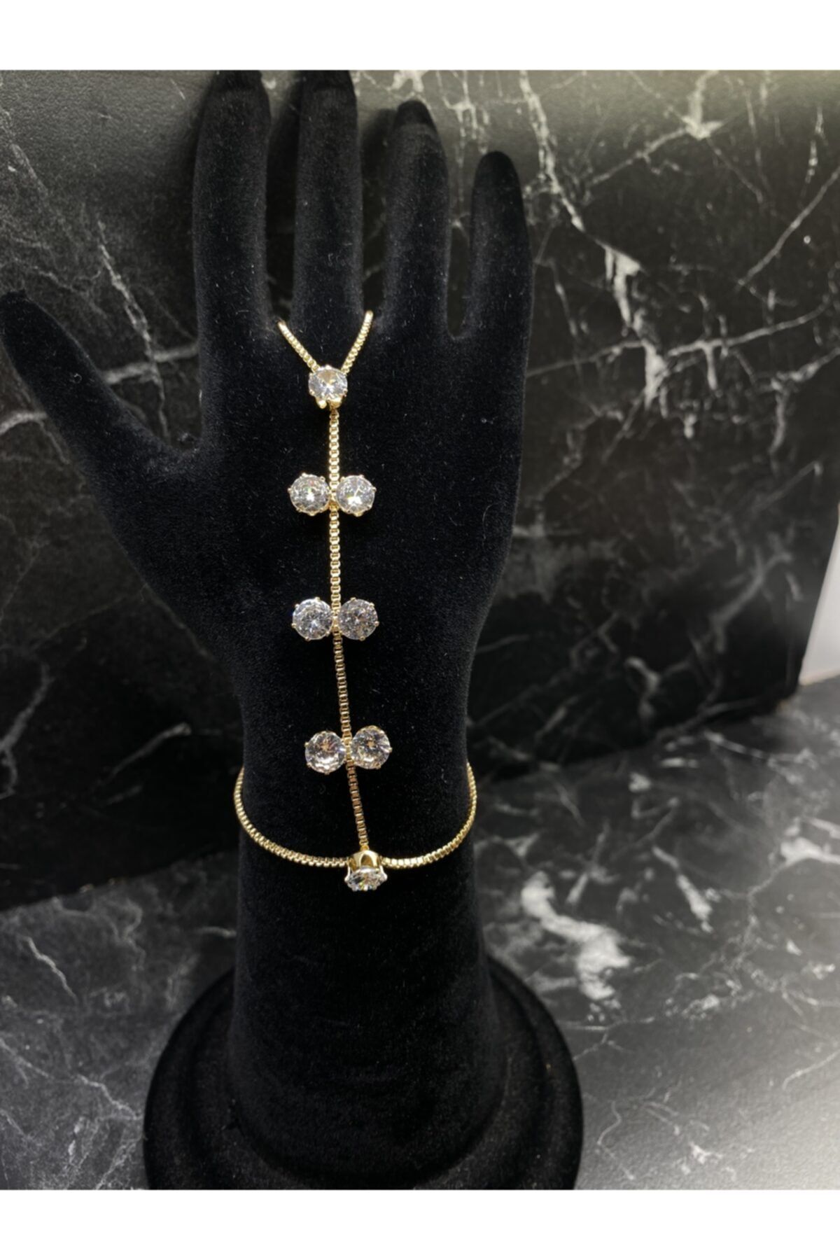 Noir Accessories Çift Sıralı Zirkon Tek Taş Şahmeran
